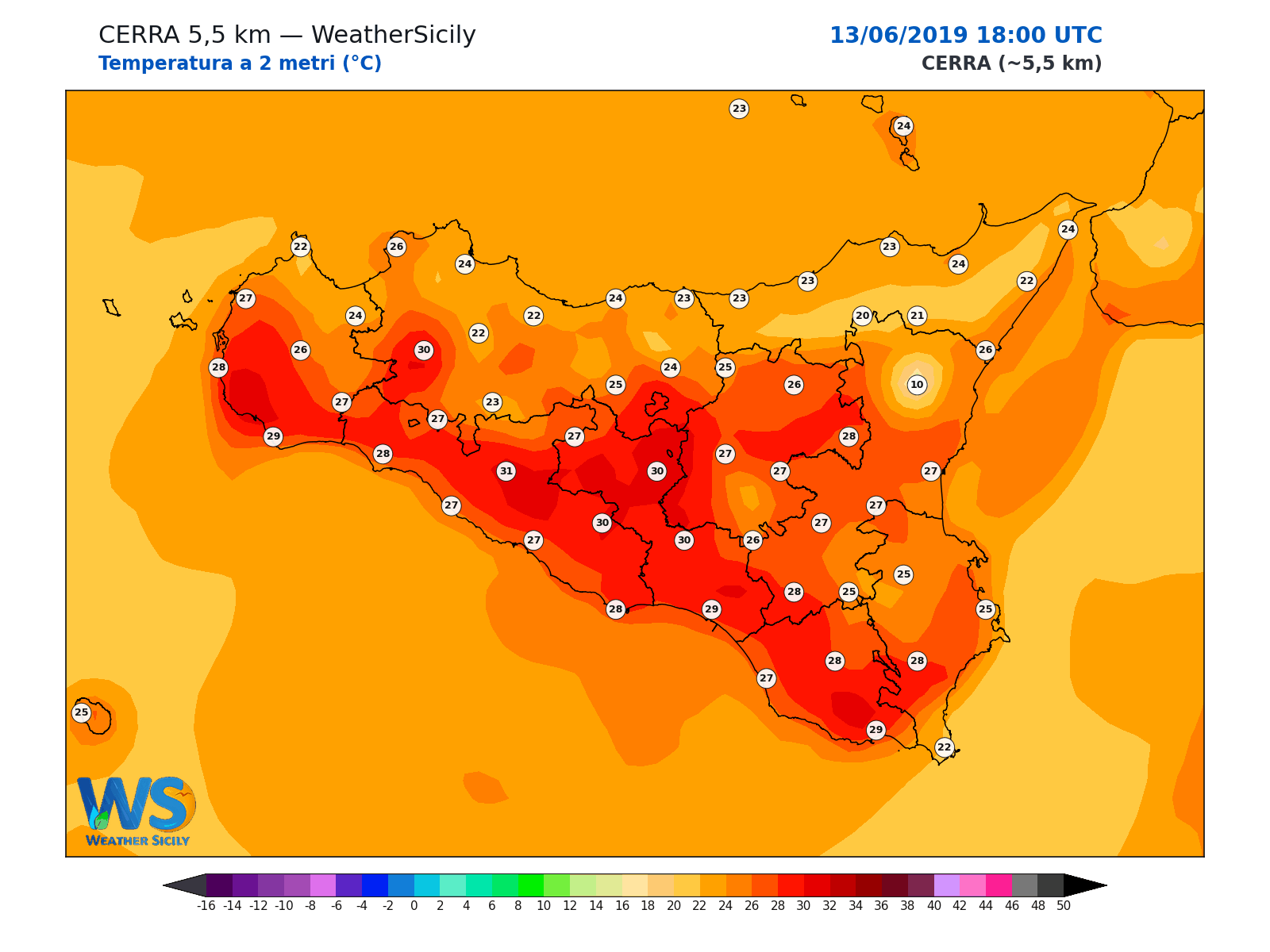 Temperatura a 2 metri · 2019061318