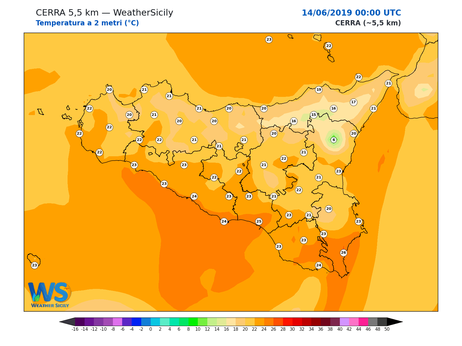 Temperatura a 2 metri · 2019061400
