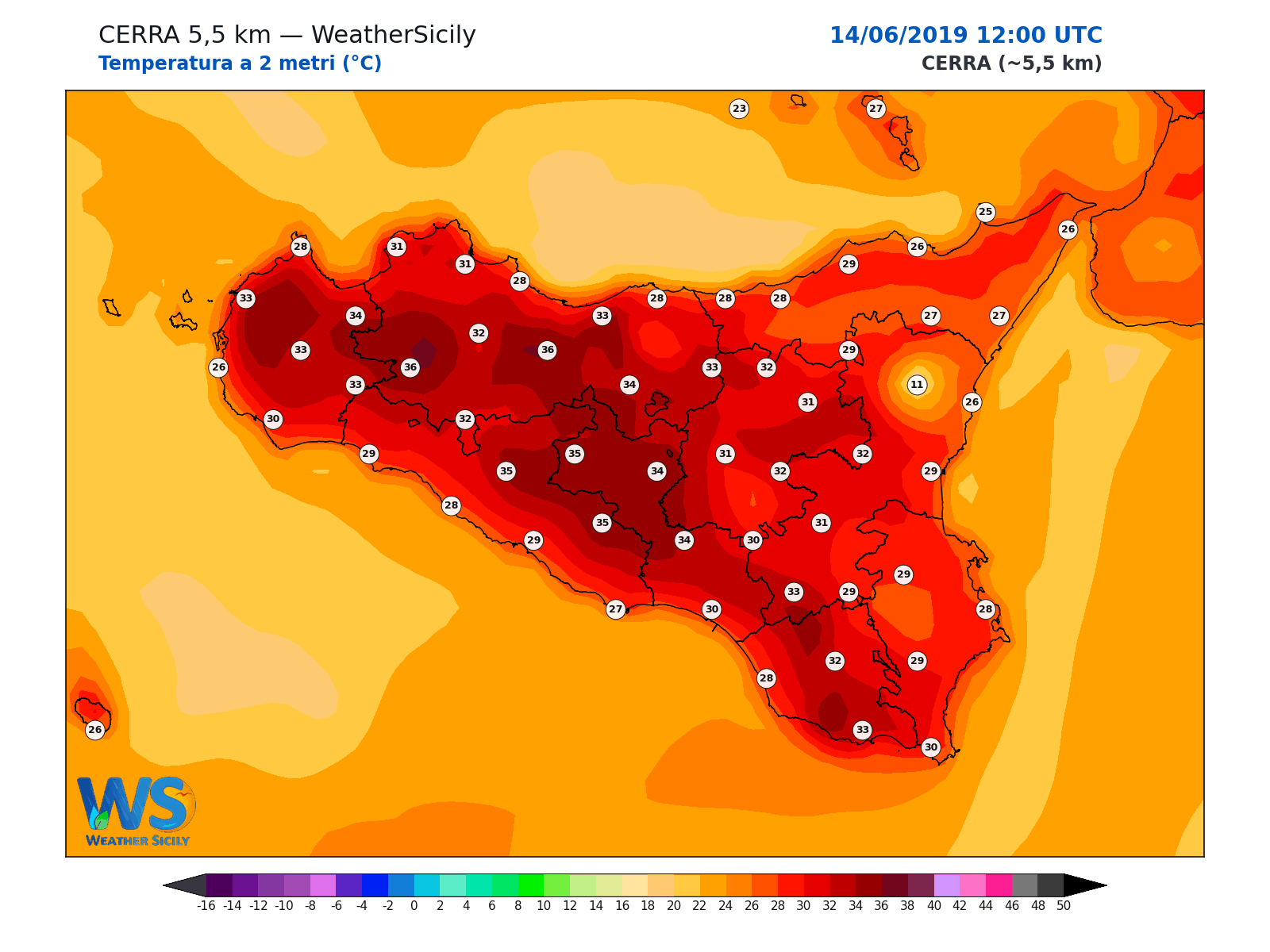 Temperatura a 2 metri · 2019061412