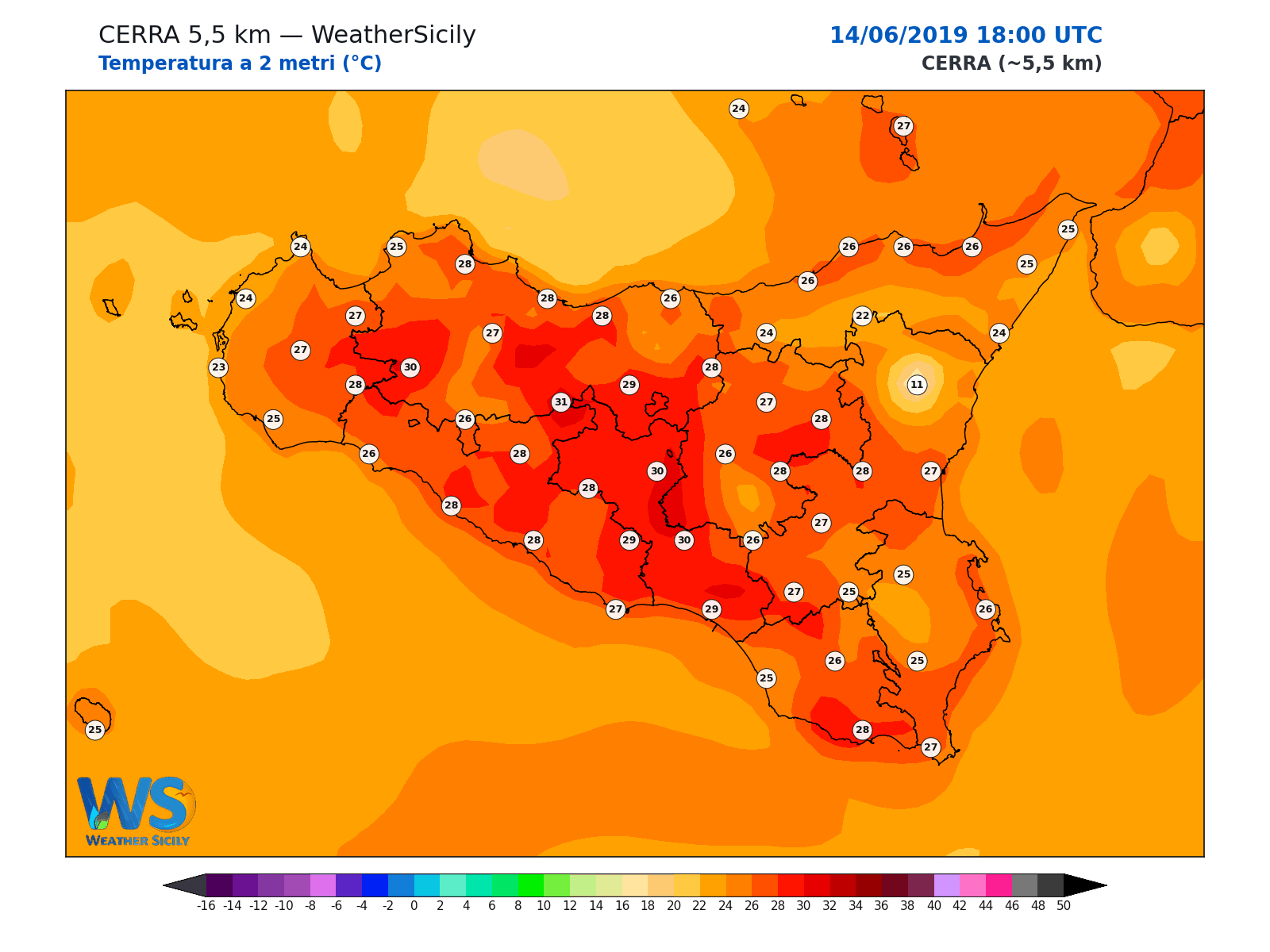 Temperatura a 2 metri · 2019061418