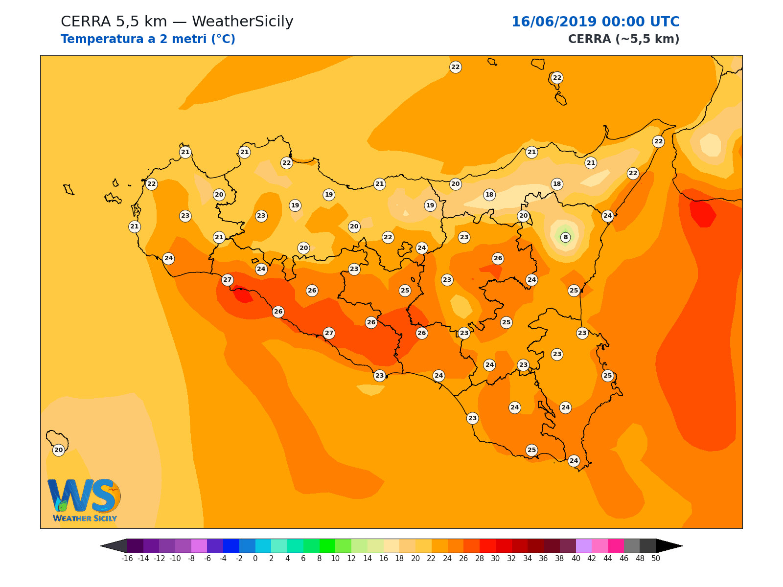 Temperatura a 2 metri · 2019061600