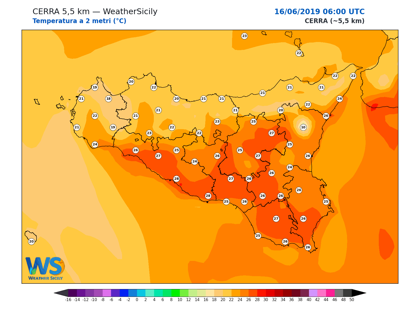 Temperatura a 2 metri · 2019061606