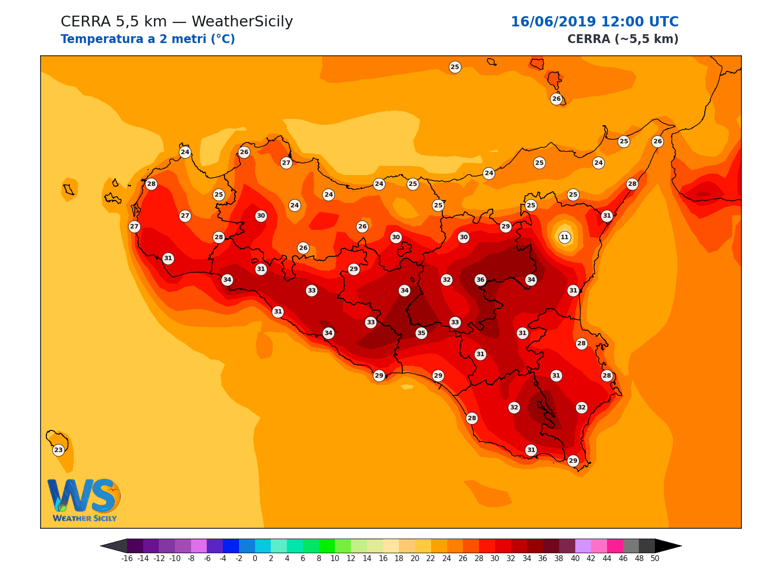 Temperatura a 2 metri · 2019061612