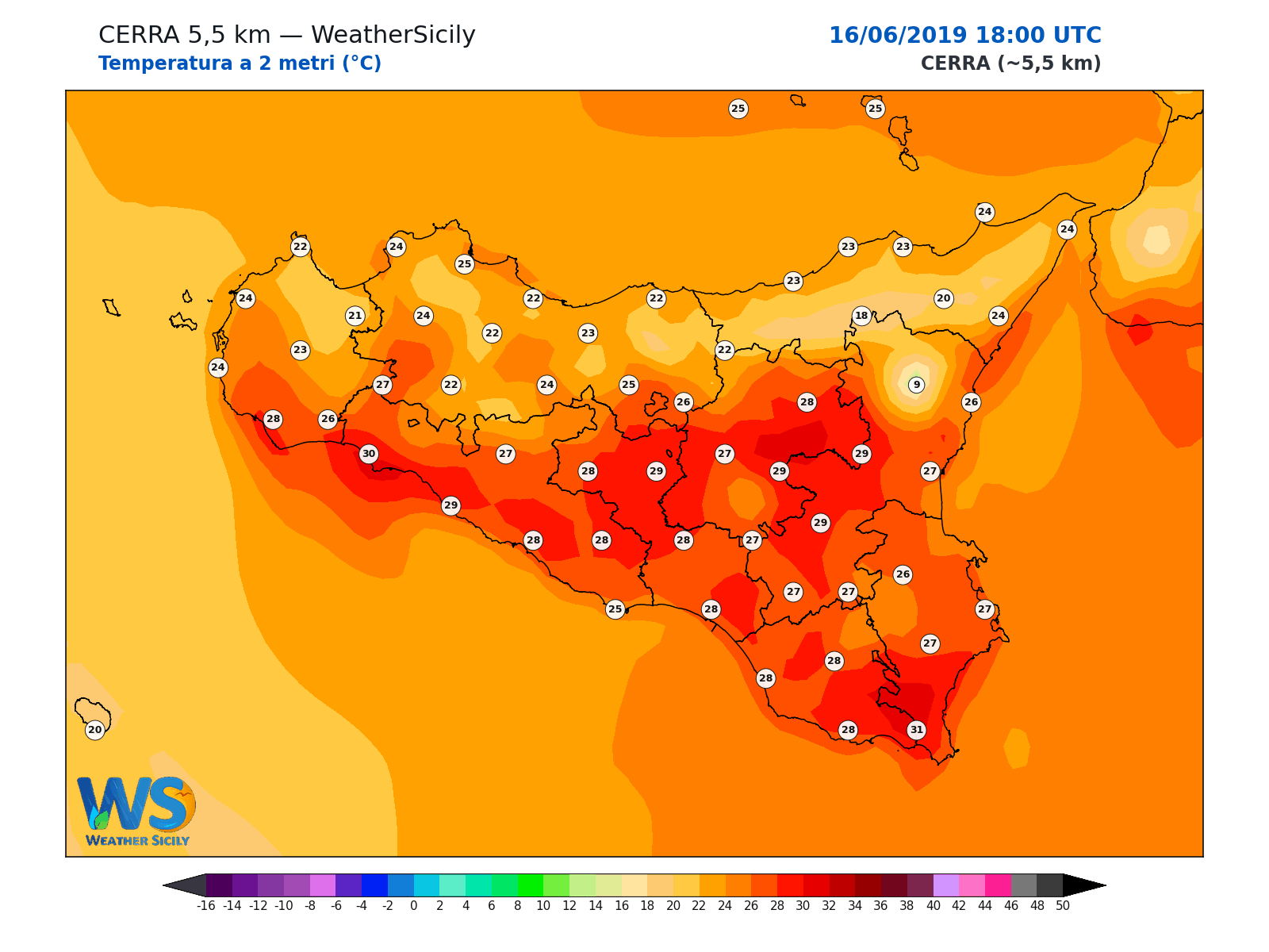 Temperatura a 2 metri · 2019061618