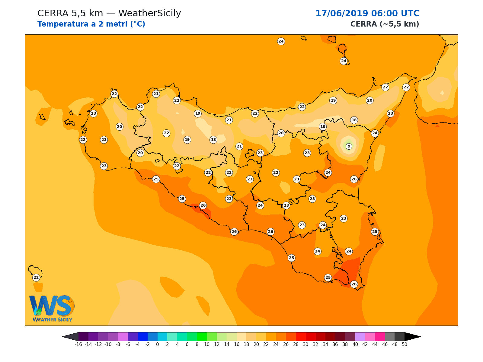 Temperatura a 2 metri · 2019061706