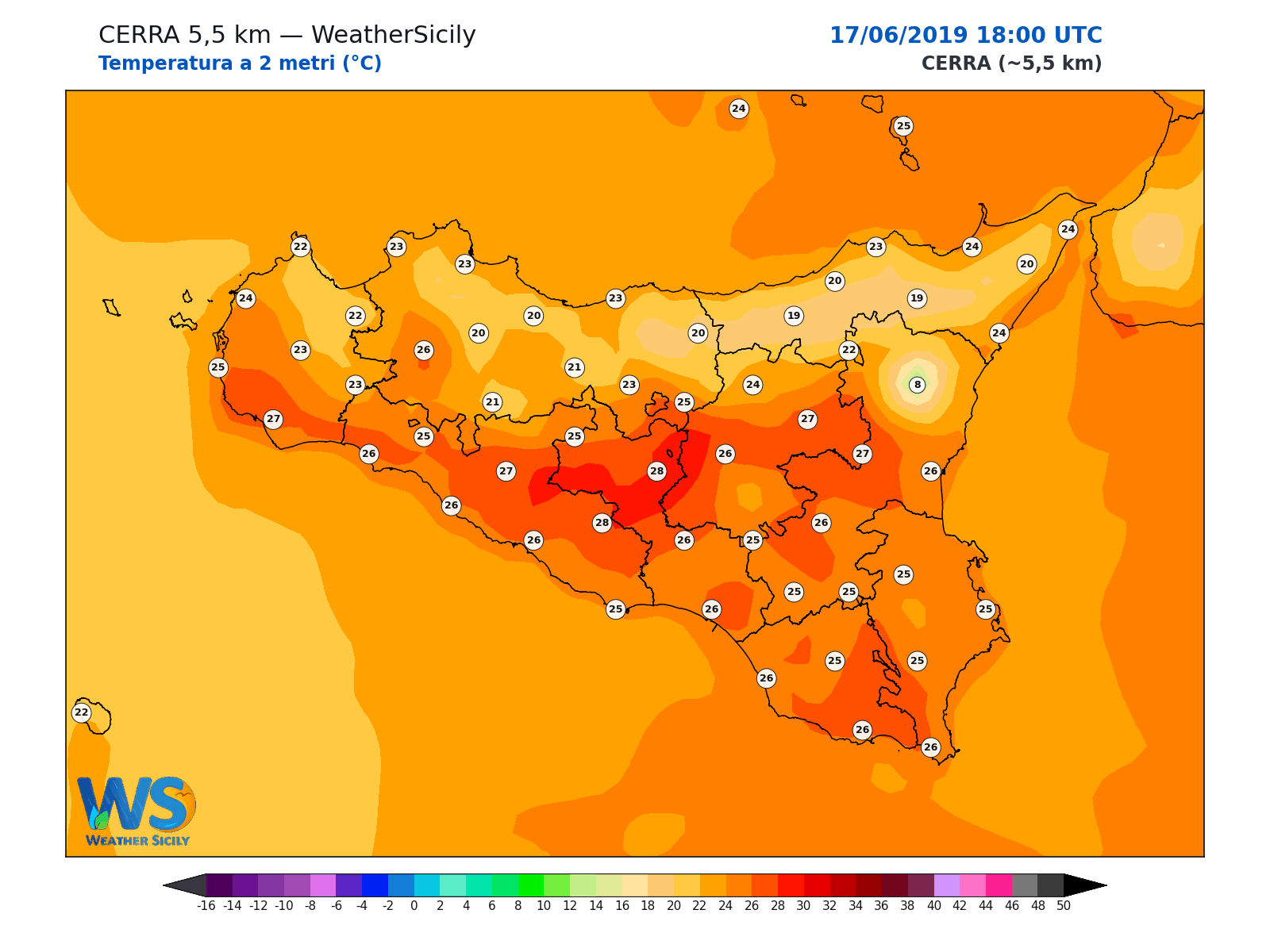 Temperatura a 2 metri · 2019061718