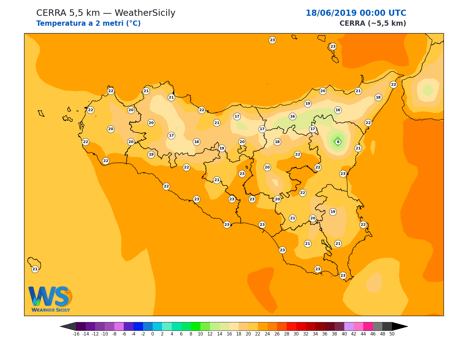 Temperatura a 2 metri · 2019061800
