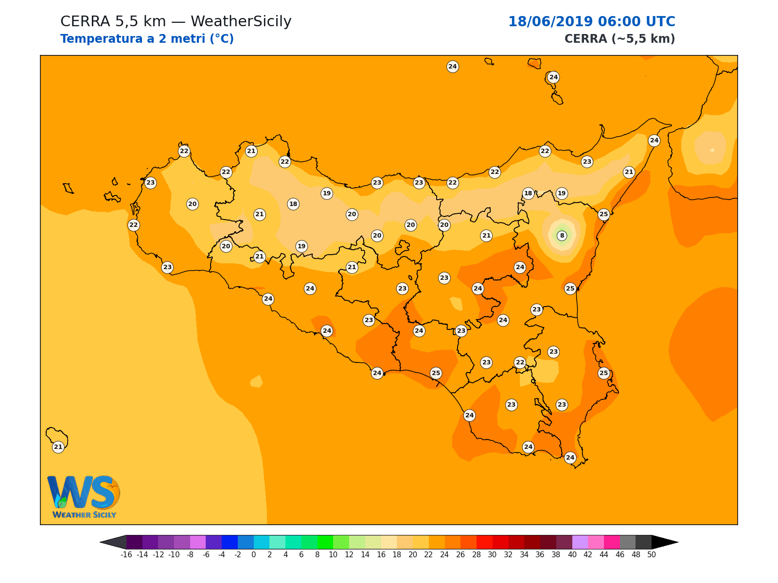 Temperatura a 2 metri · 2019061806
