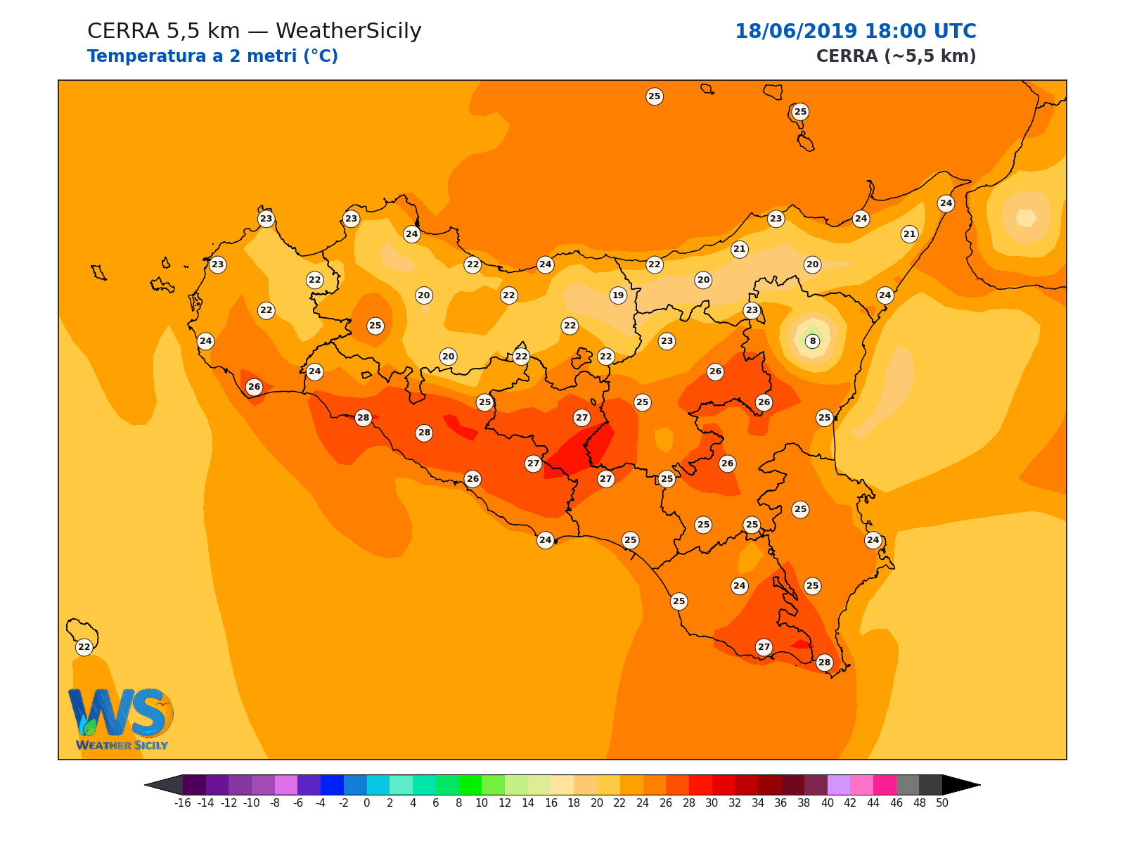 Temperatura a 2 metri · 2019061818