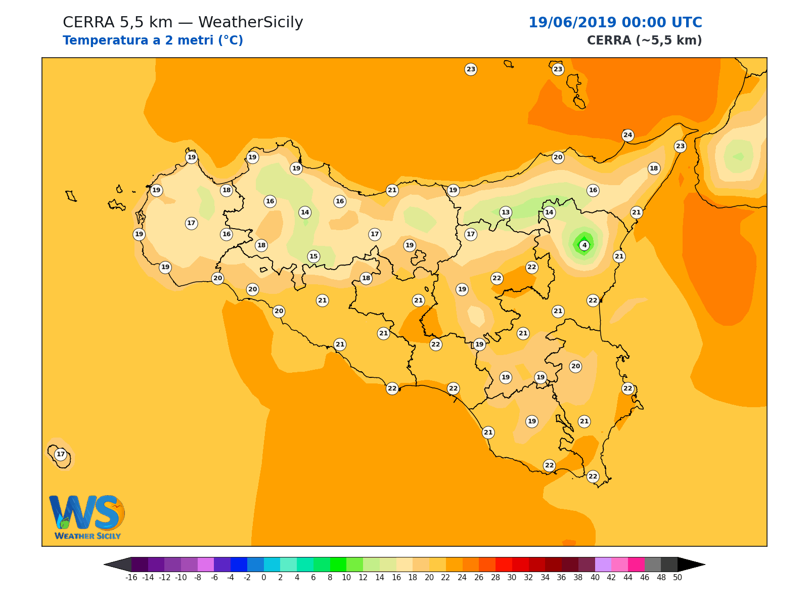 Temperatura a 2 metri · 2019061900