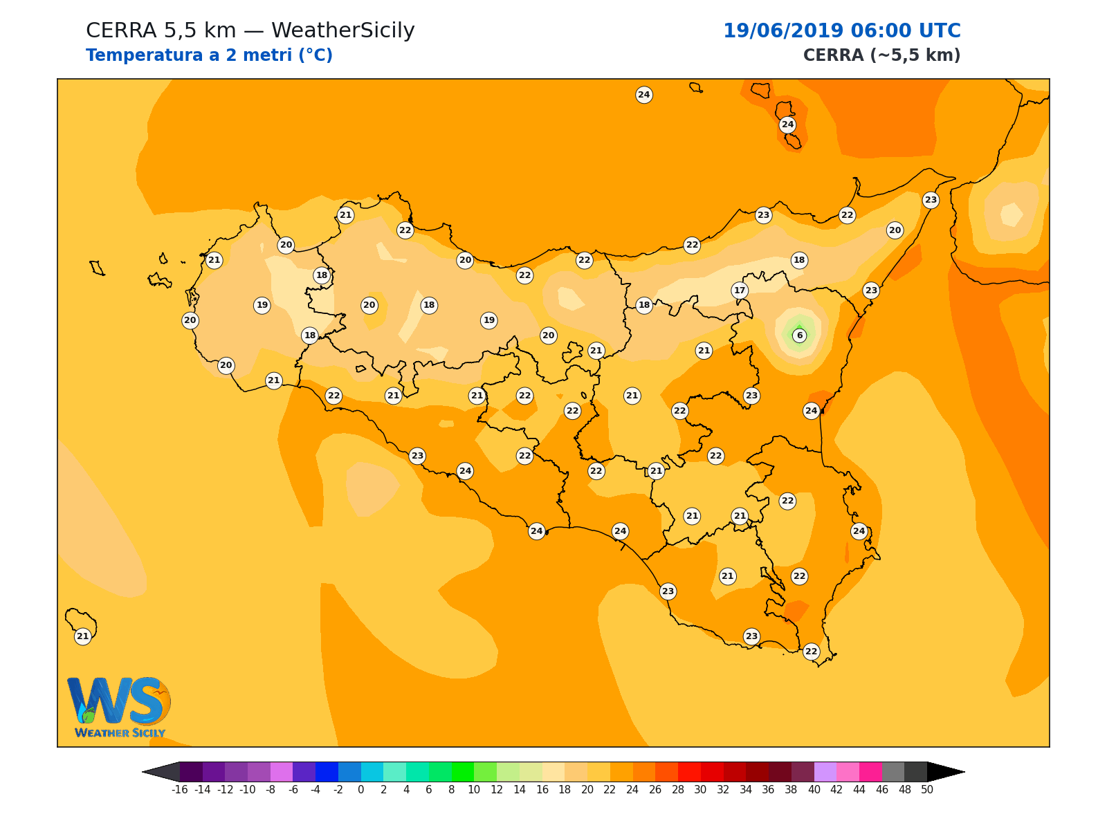 Temperatura a 2 metri · 2019061906
