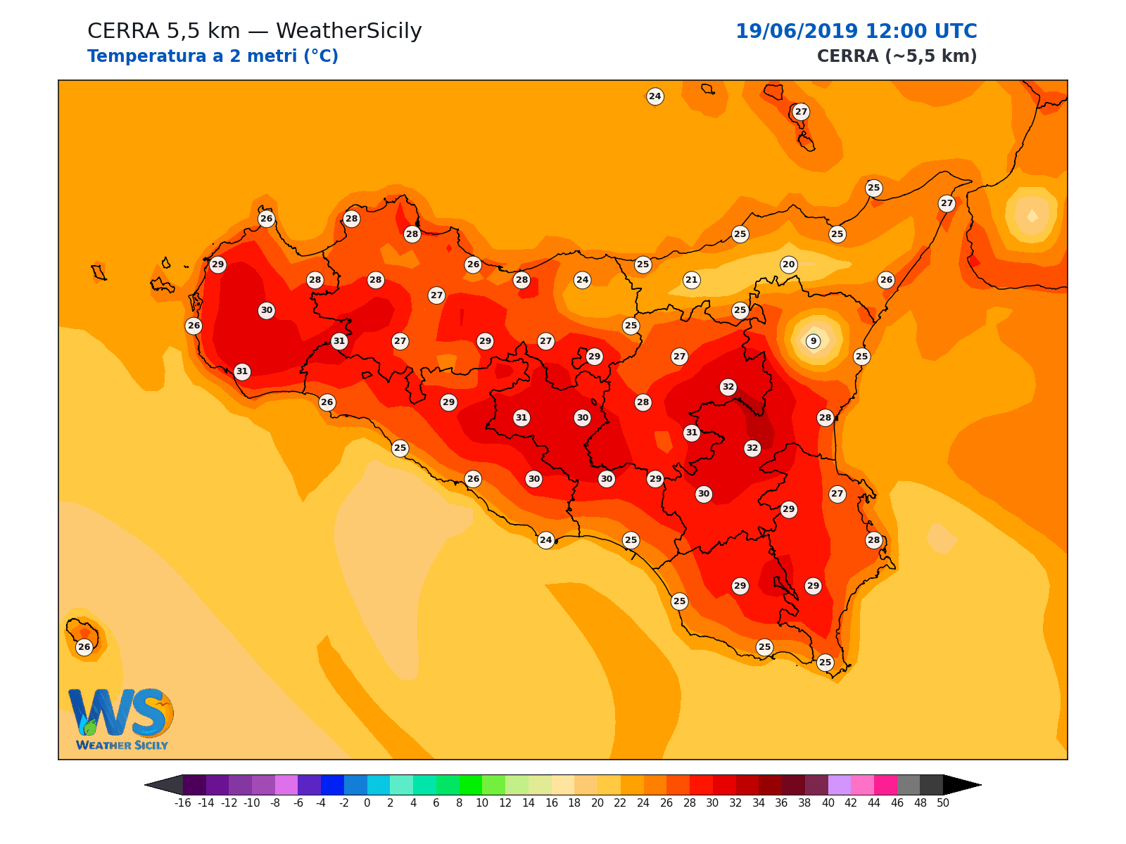 Temperatura a 2 metri · 2019061912