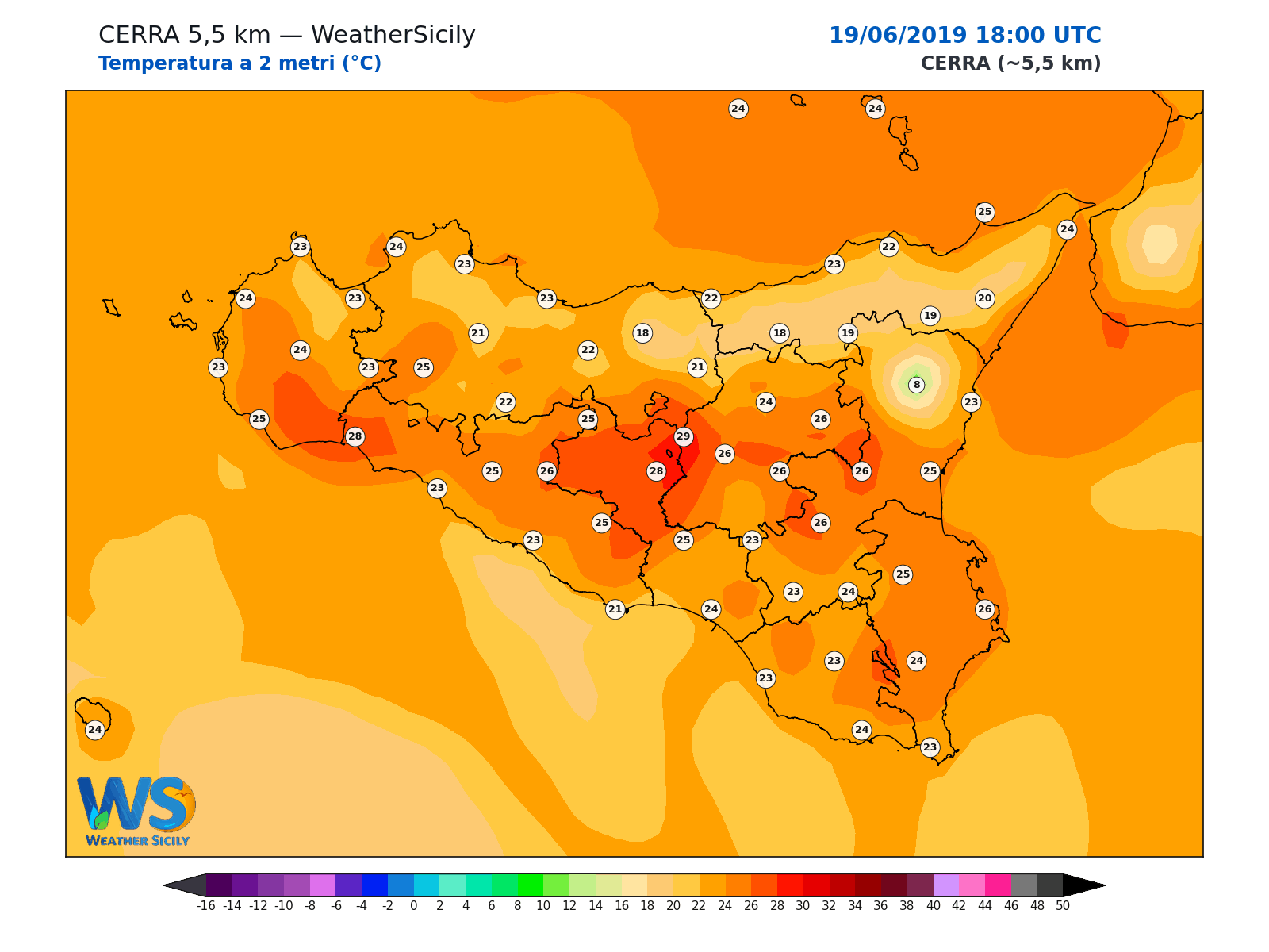Temperatura a 2 metri · 2019061918