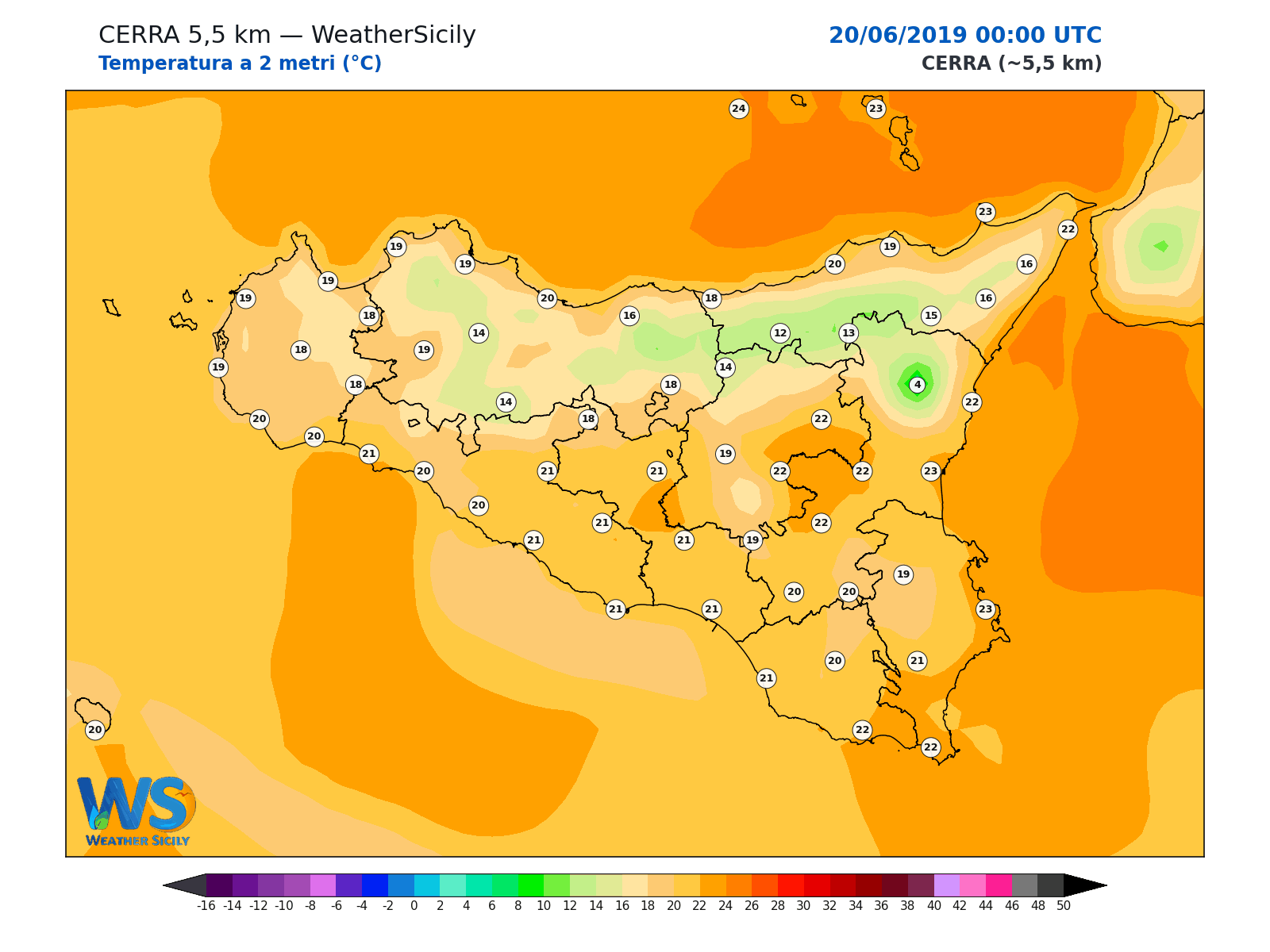 Temperatura a 2 metri · 2019062000
