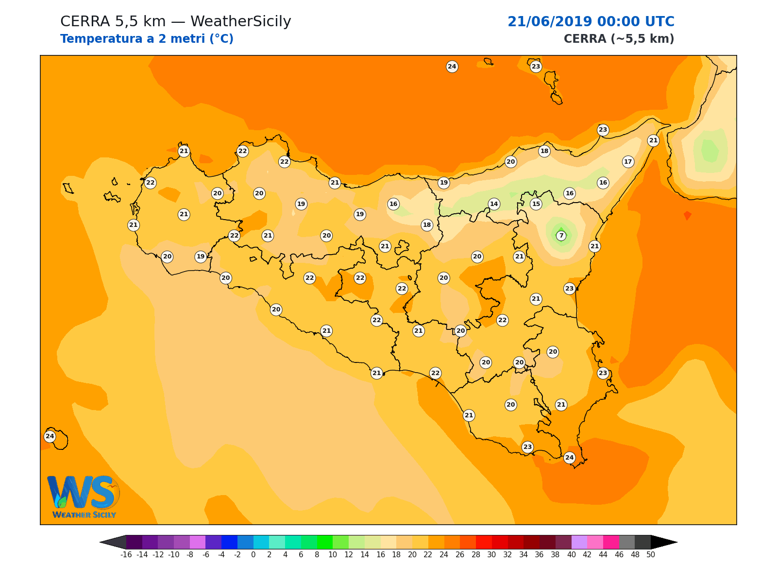 Temperatura a 2 metri · 2019062100