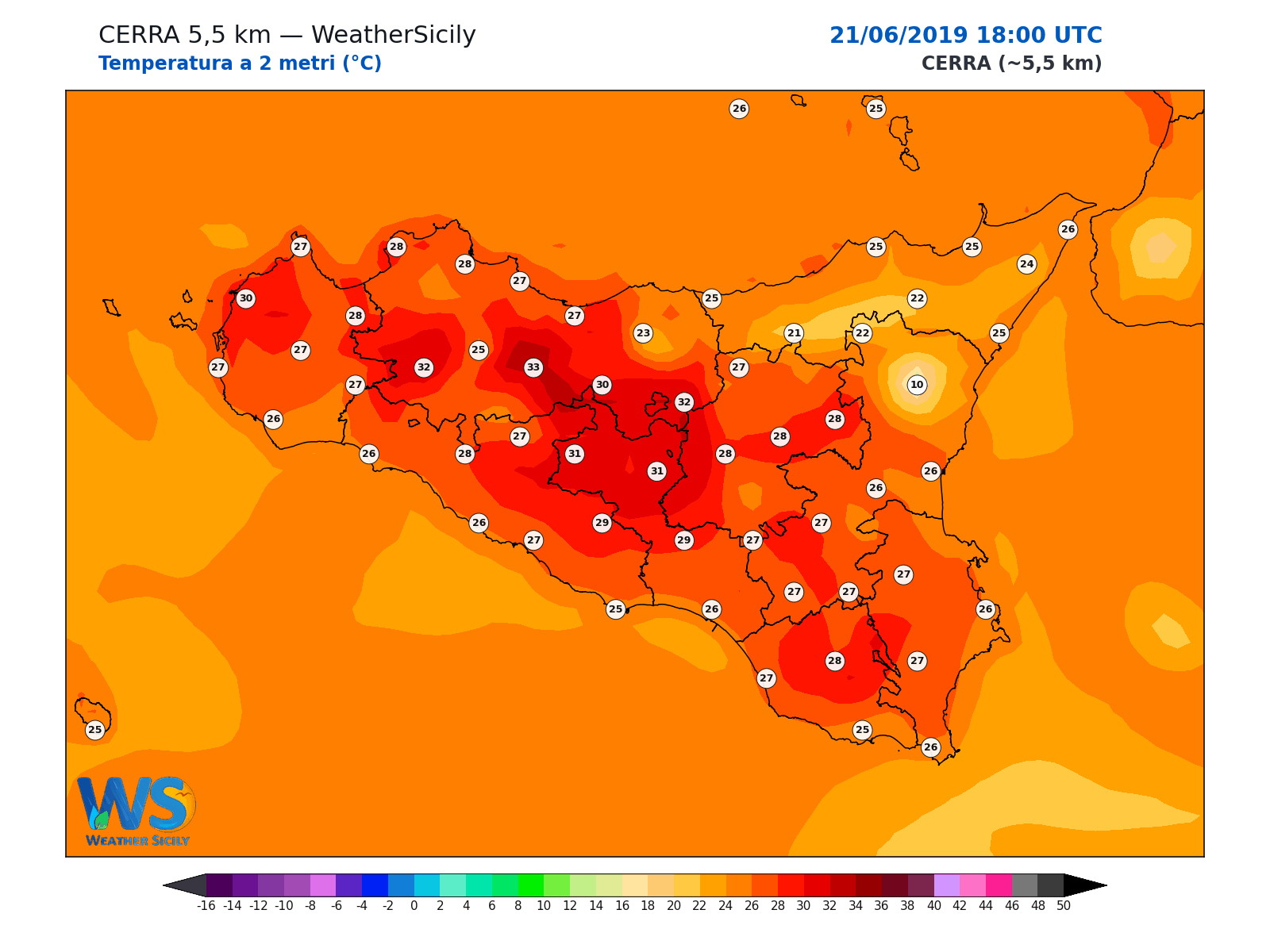 Temperatura a 2 metri · 2019062118