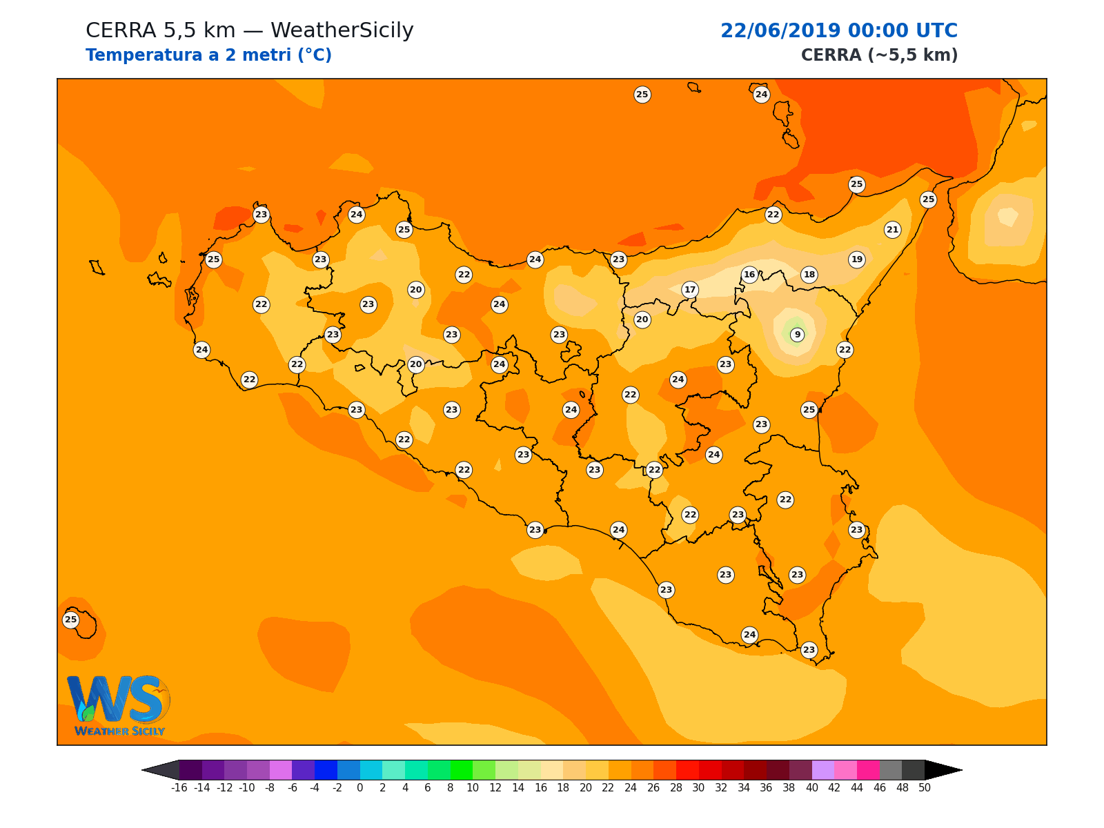 Temperatura a 2 metri · 2019062200