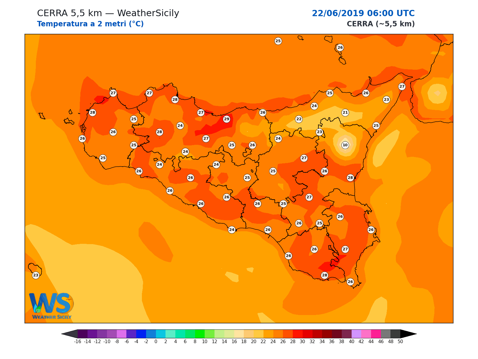 Temperatura a 2 metri · 2019062206