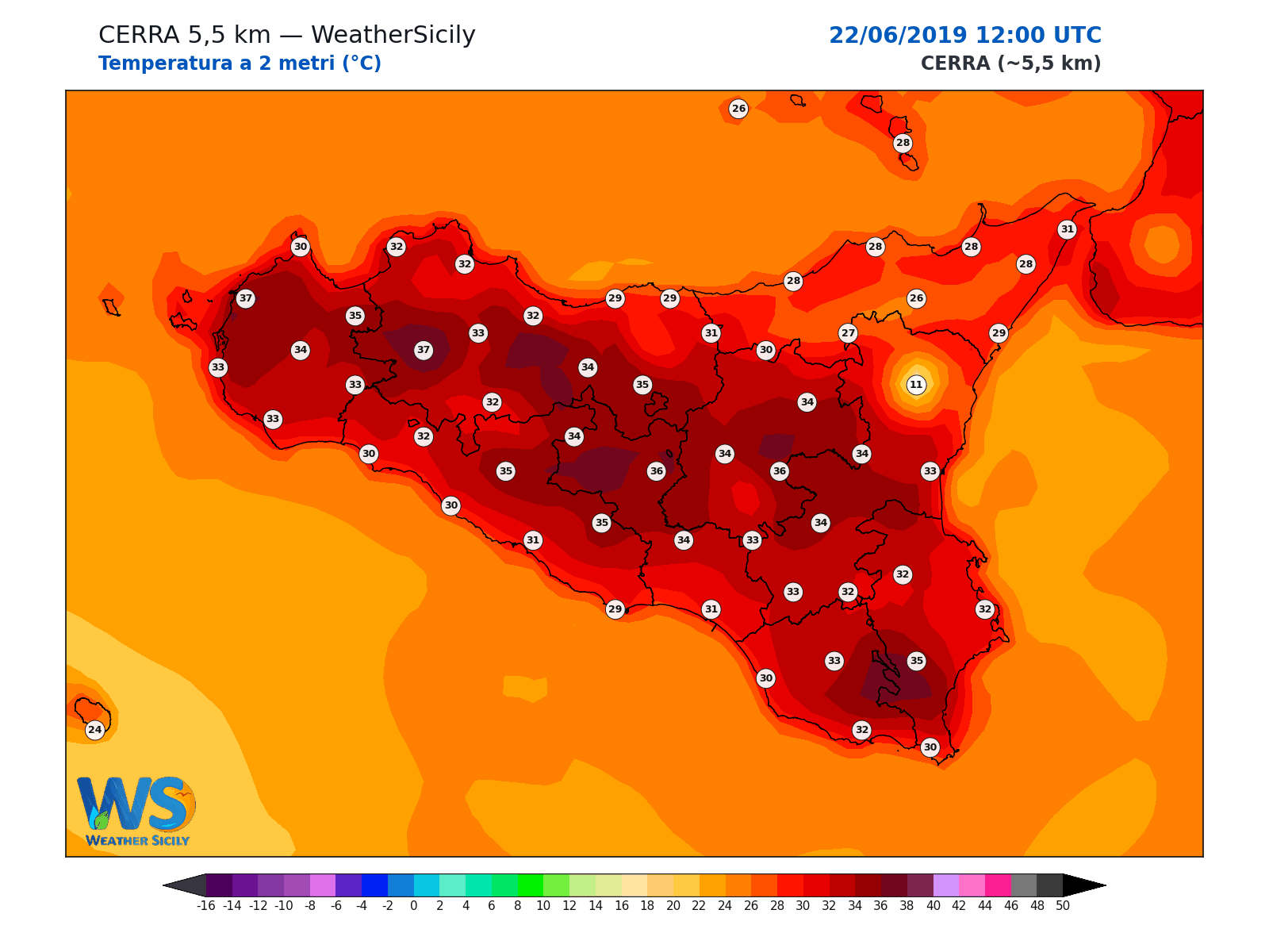 Temperatura a 2 metri · 2019062212