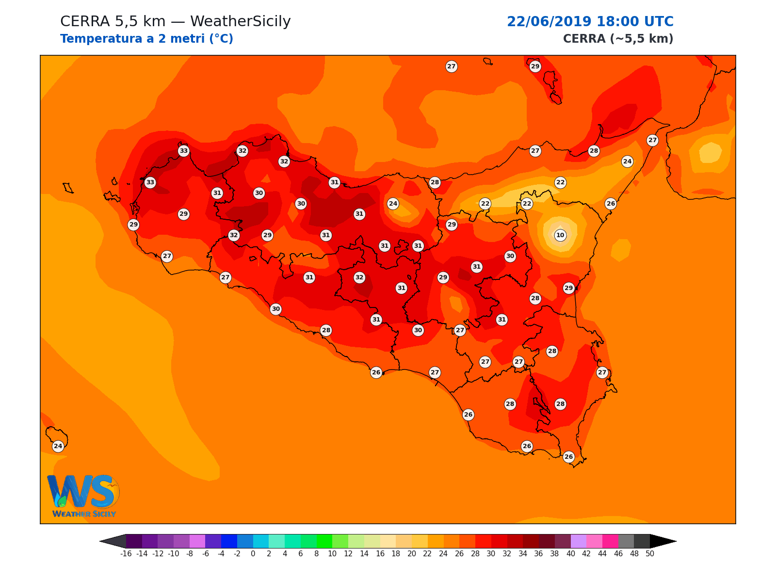 Temperatura a 2 metri · 2019062218