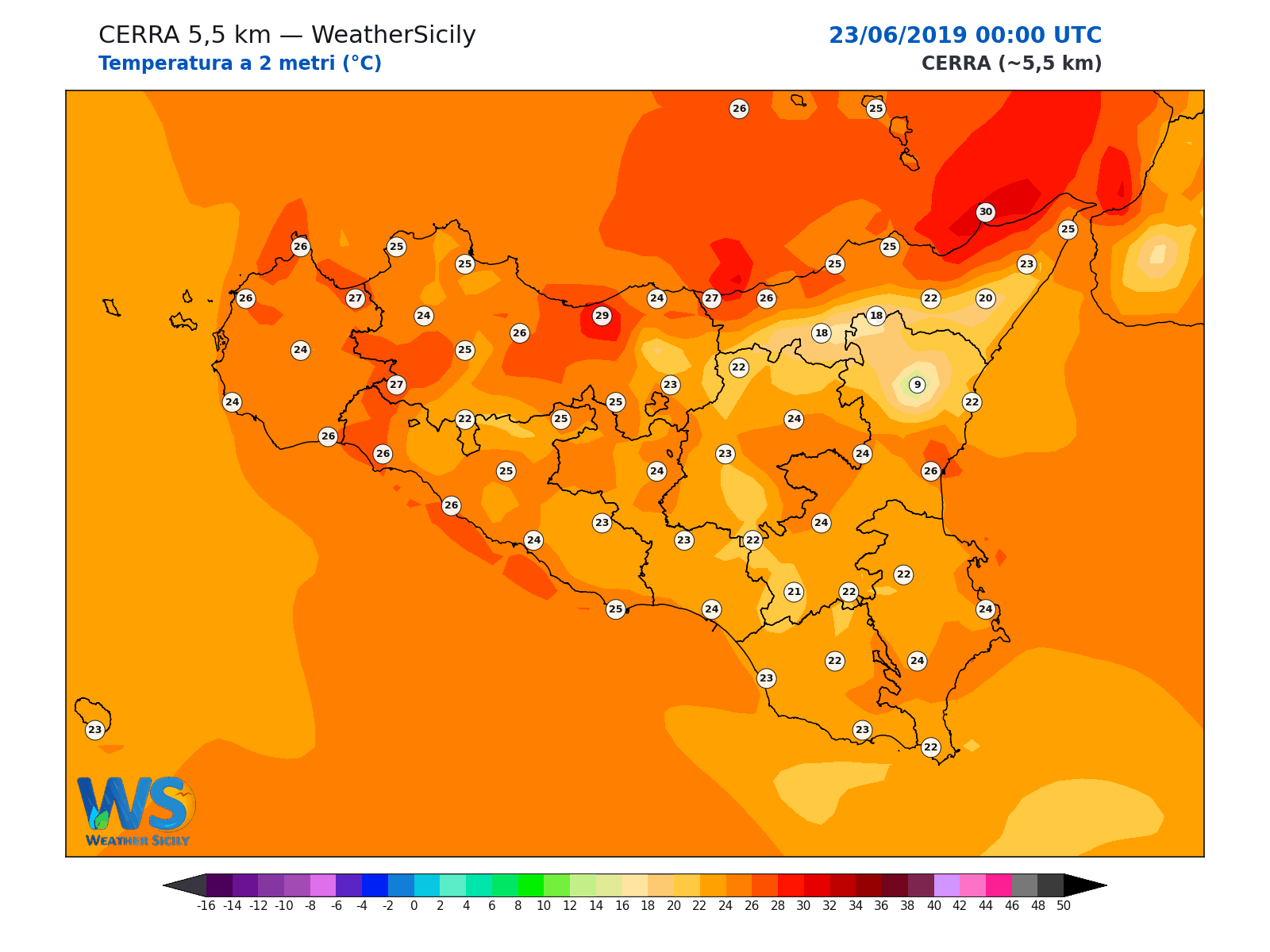 Temperatura a 2 metri · 2019062300