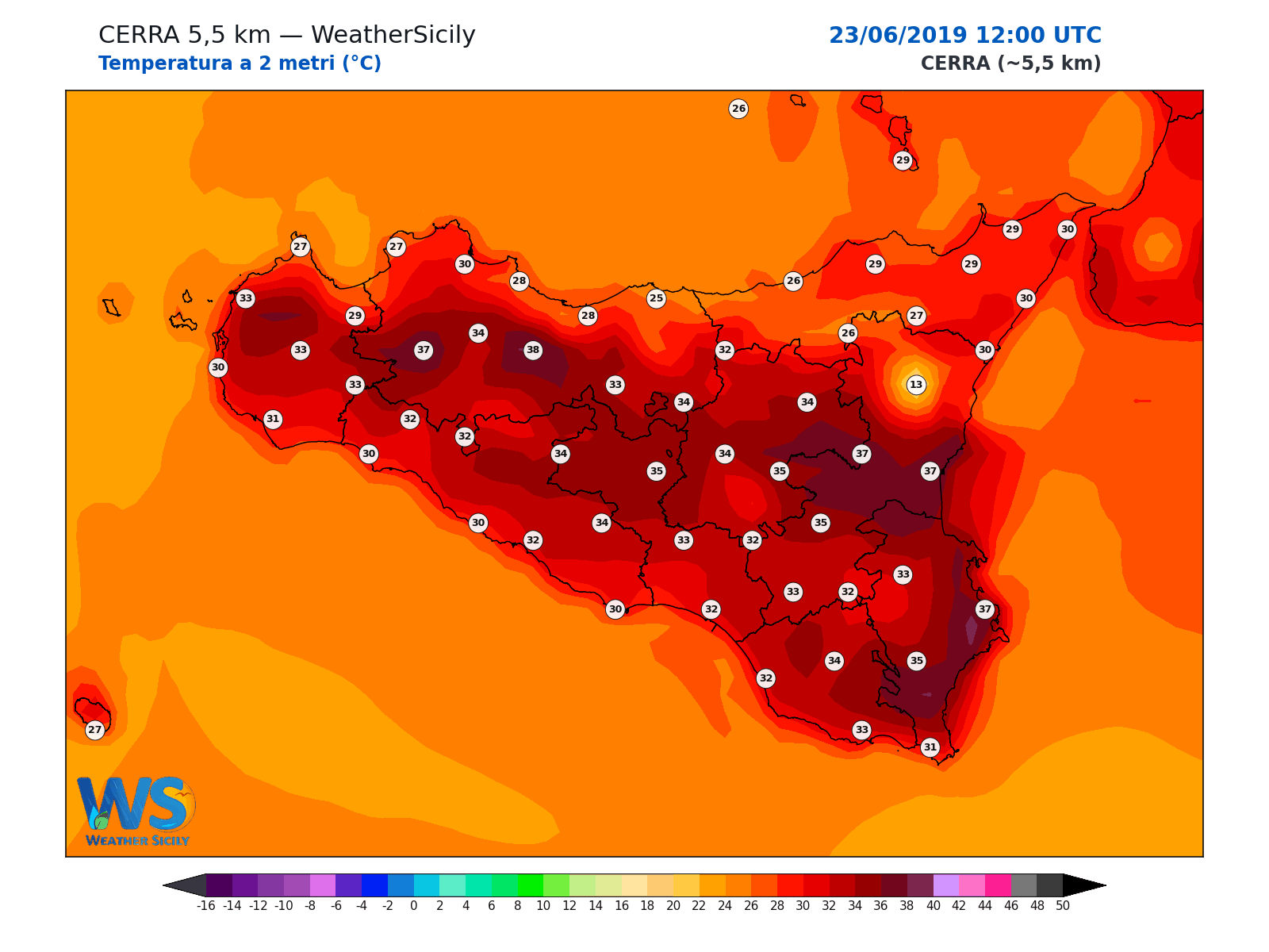 Temperatura a 2 metri · 2019062312