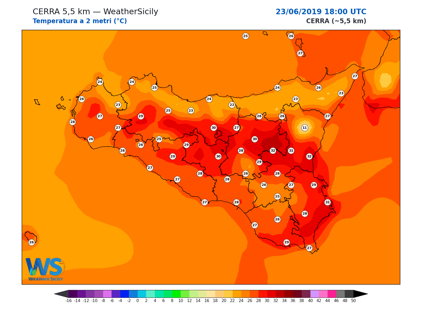 Temperatura a 2 metri · 2019062318