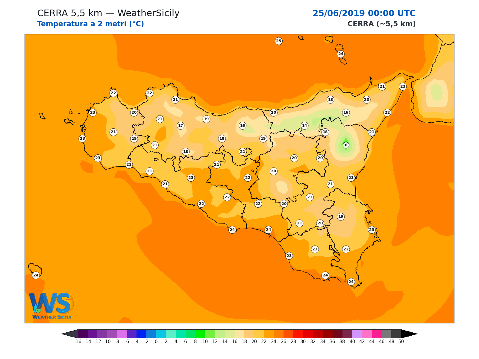 Temperatura a 2 metri · 2019062500