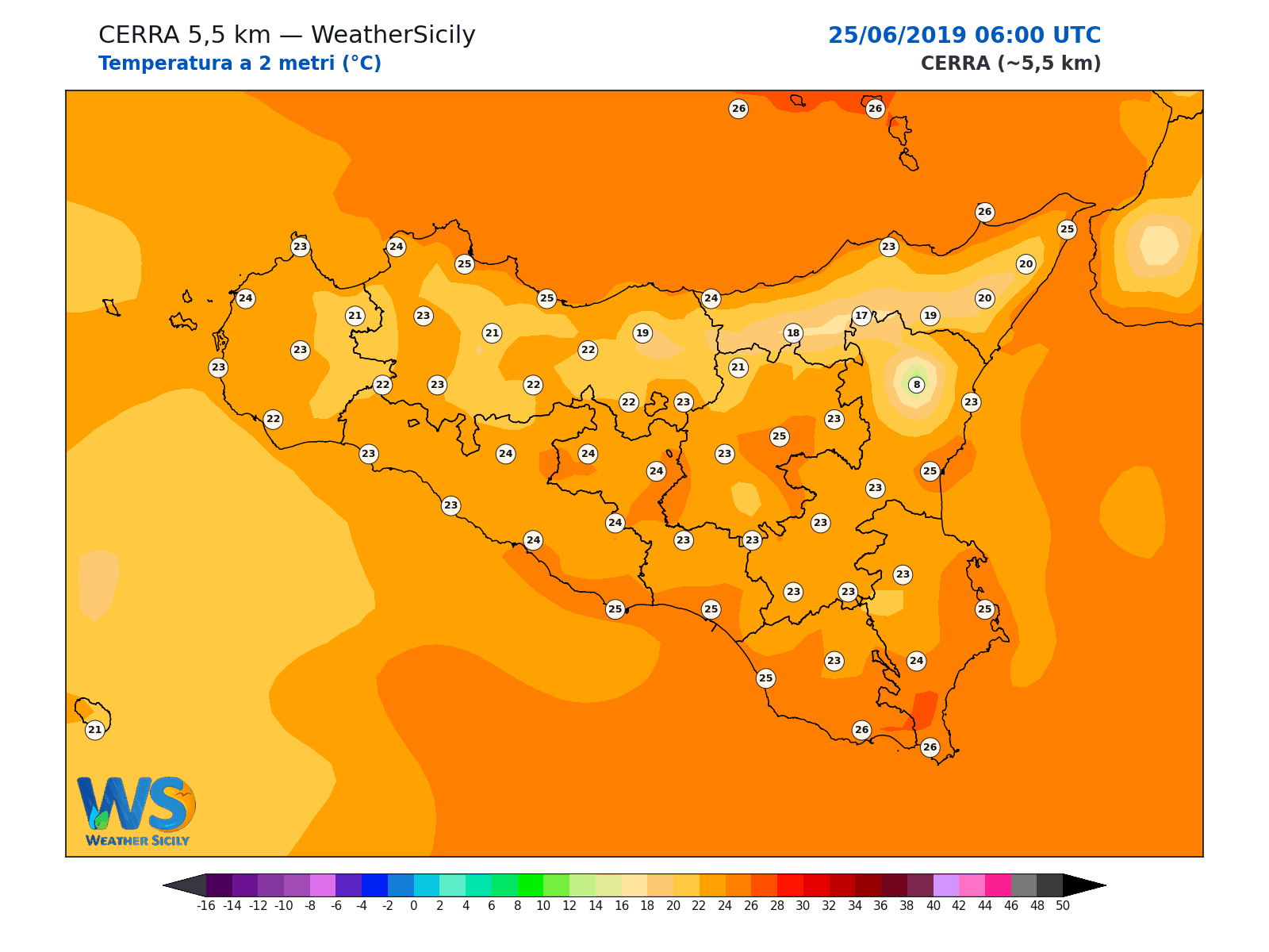 Temperatura a 2 metri · 2019062506