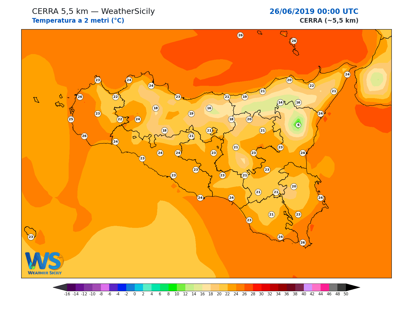 Temperatura a 2 metri · 2019062600