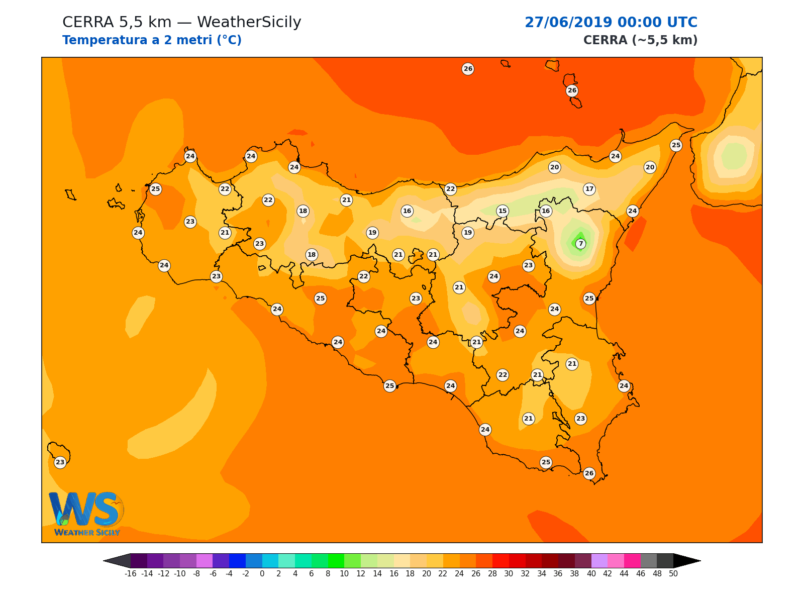 Temperatura a 2 metri · 2019062700