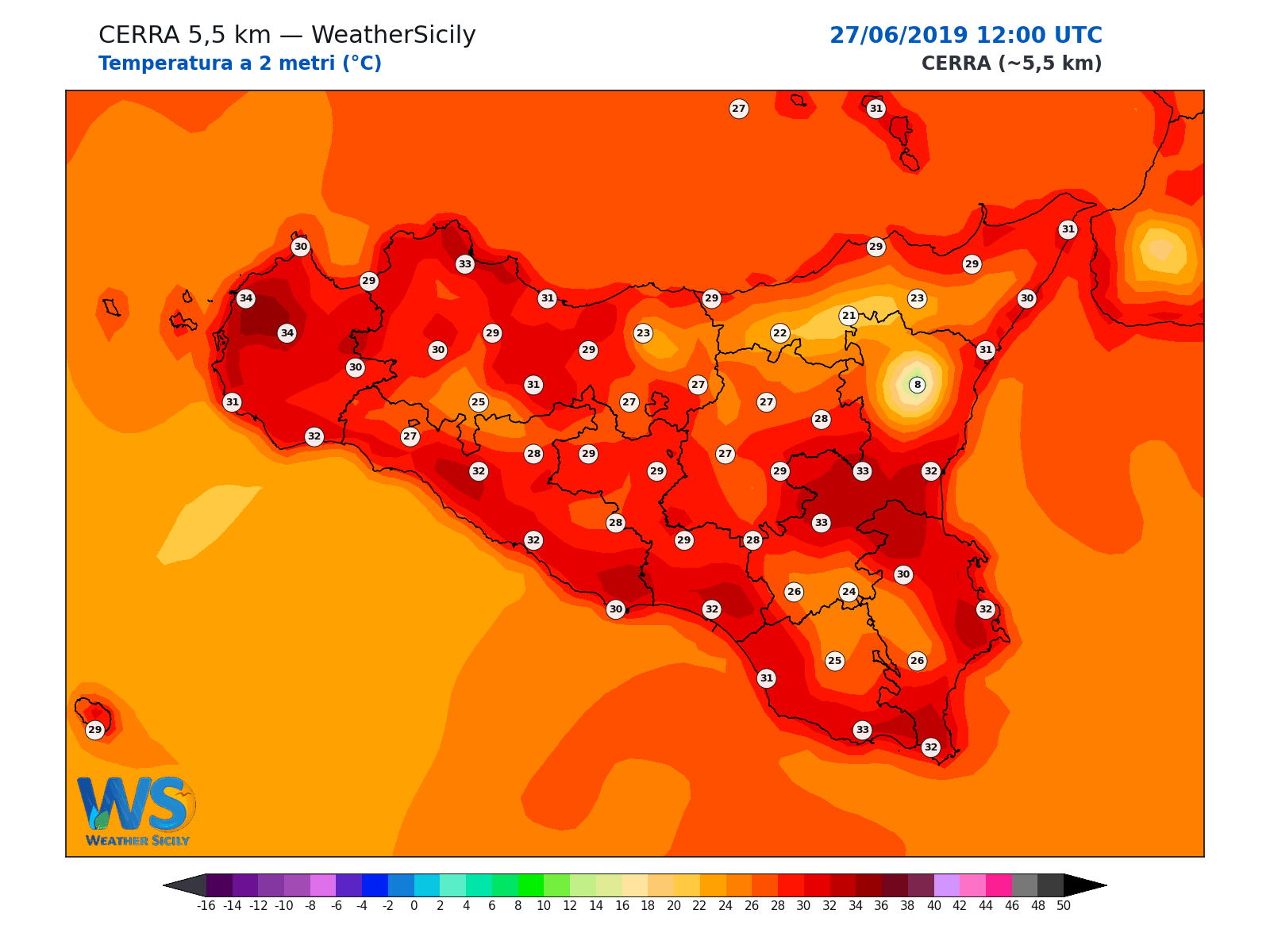 Temperatura a 2 metri · 2019062712
