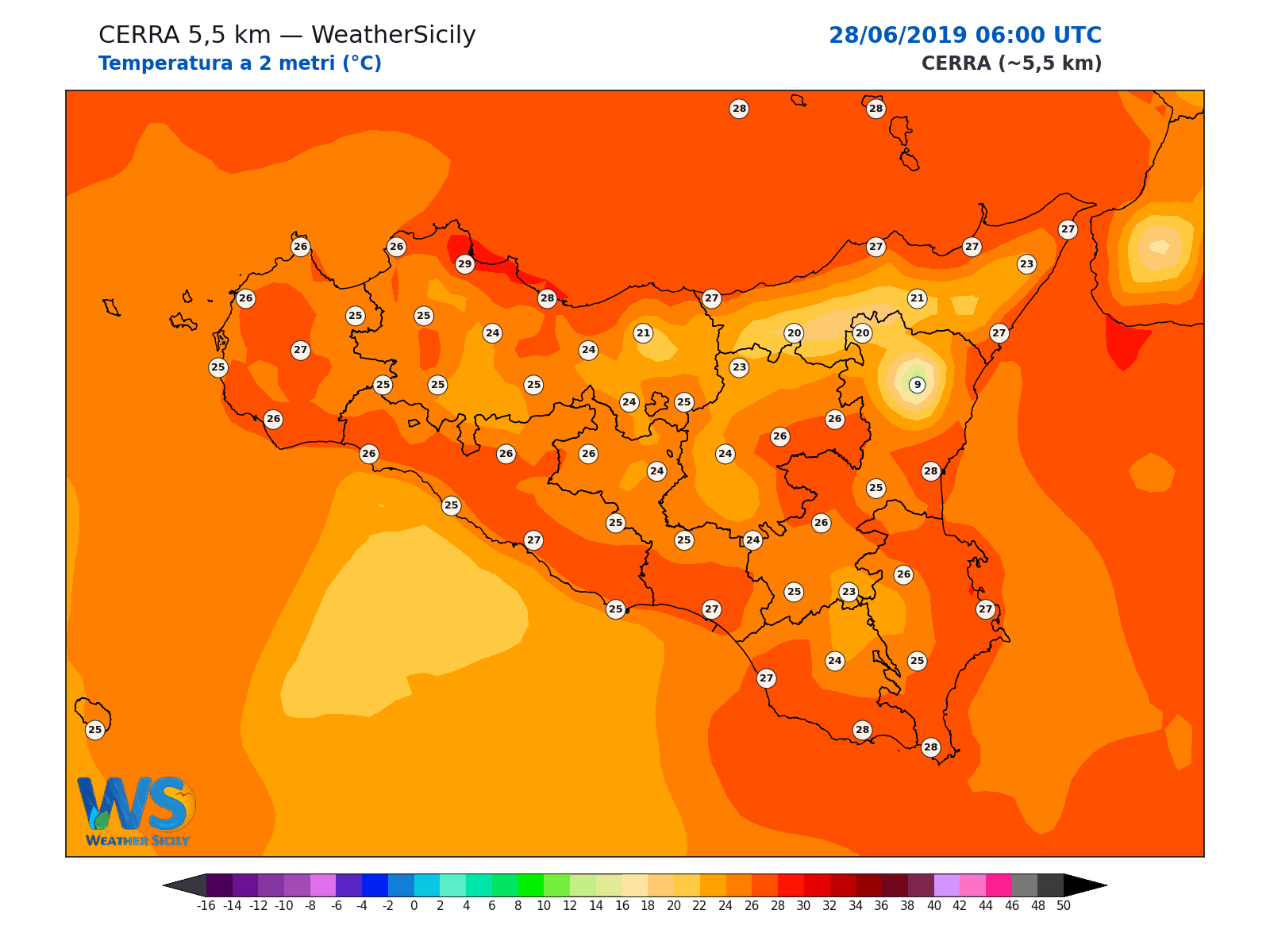 Temperatura a 2 metri · 2019062806