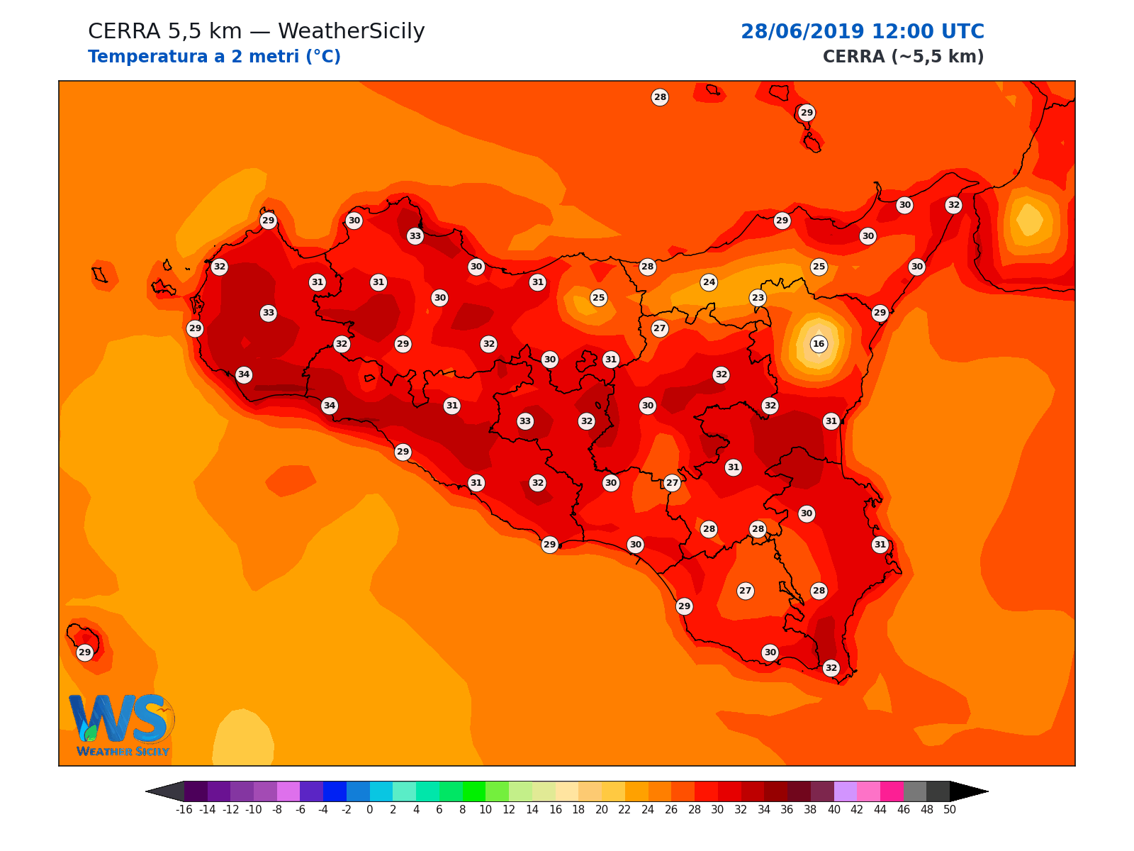 Temperatura a 2 metri · 2019062812