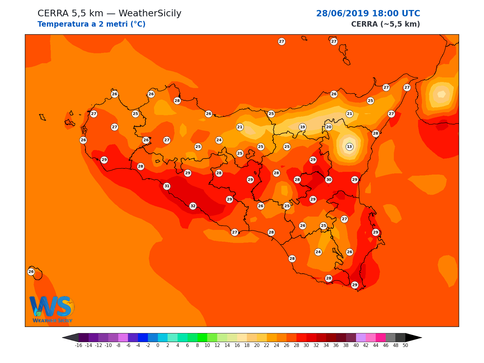 Temperatura a 2 metri · 2019062818