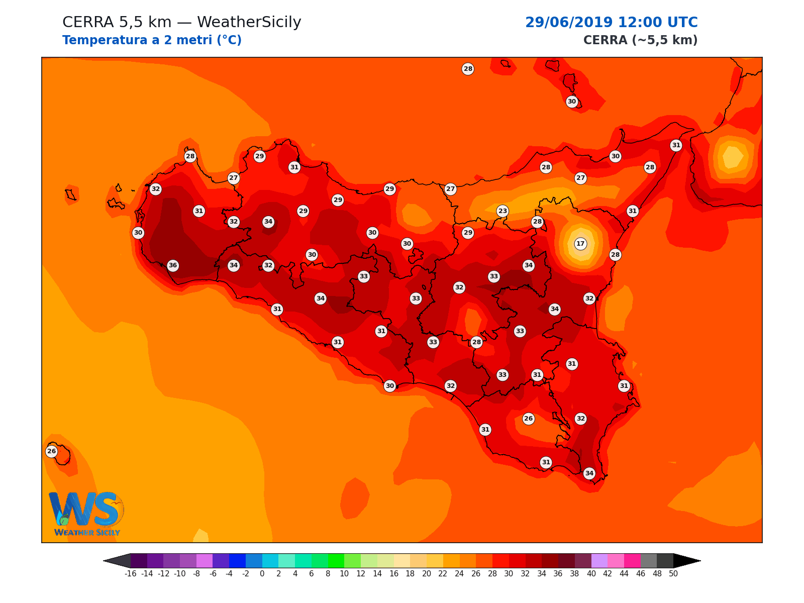 Temperatura a 2 metri · 2019062912