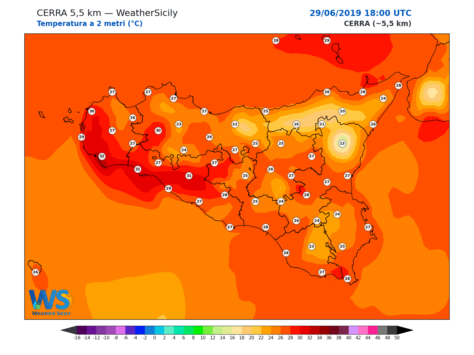 Temperatura a 2 metri · 2019062918
