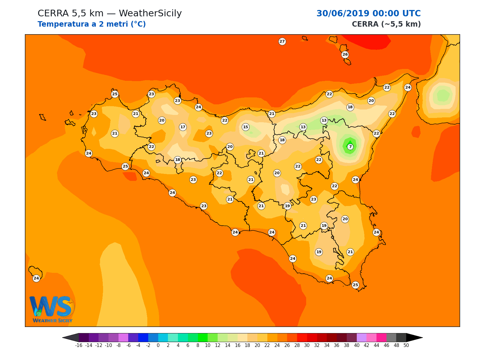 Temperatura a 2 metri · 2019063000