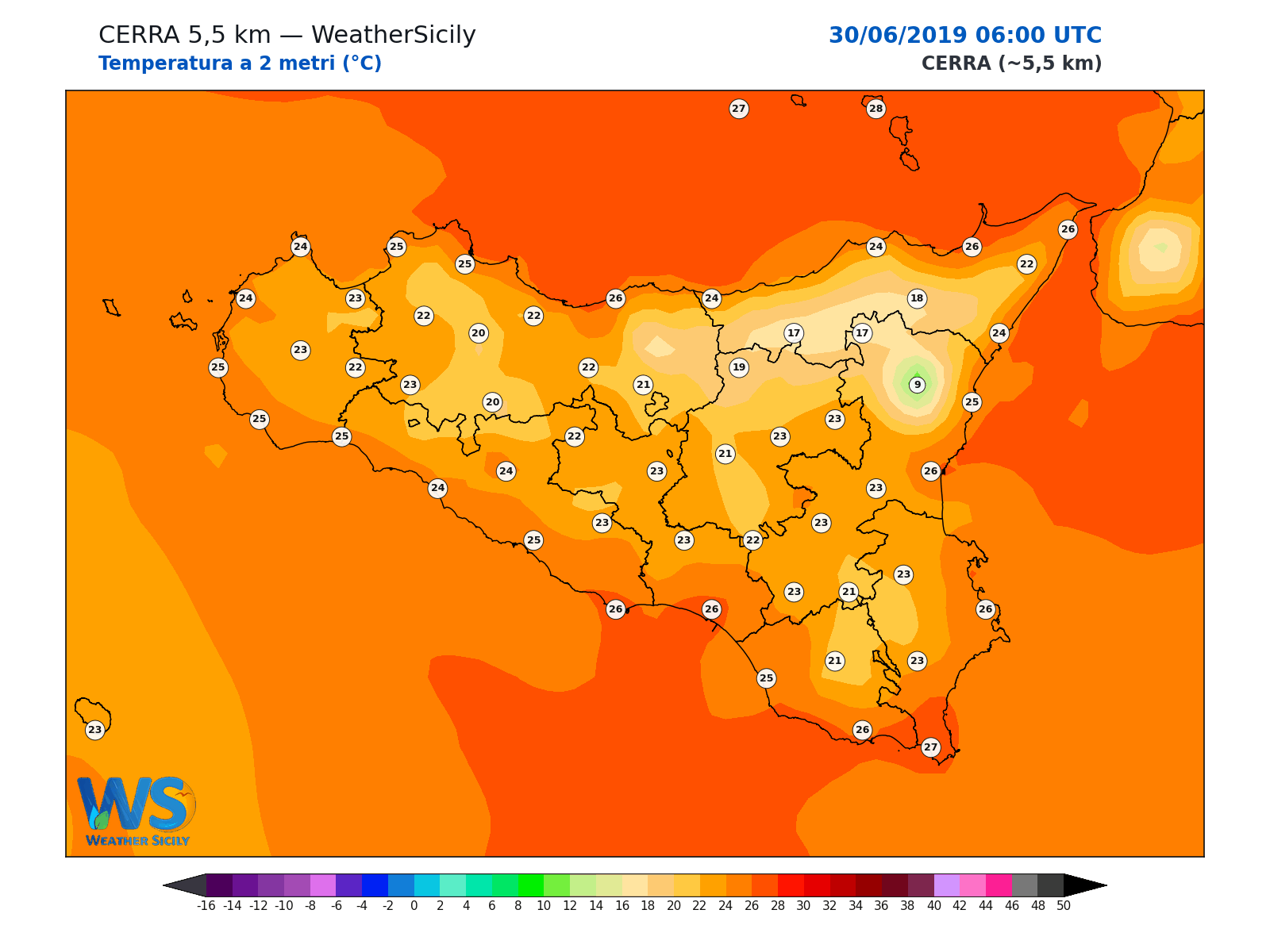 Temperatura a 2 metri · 2019063006