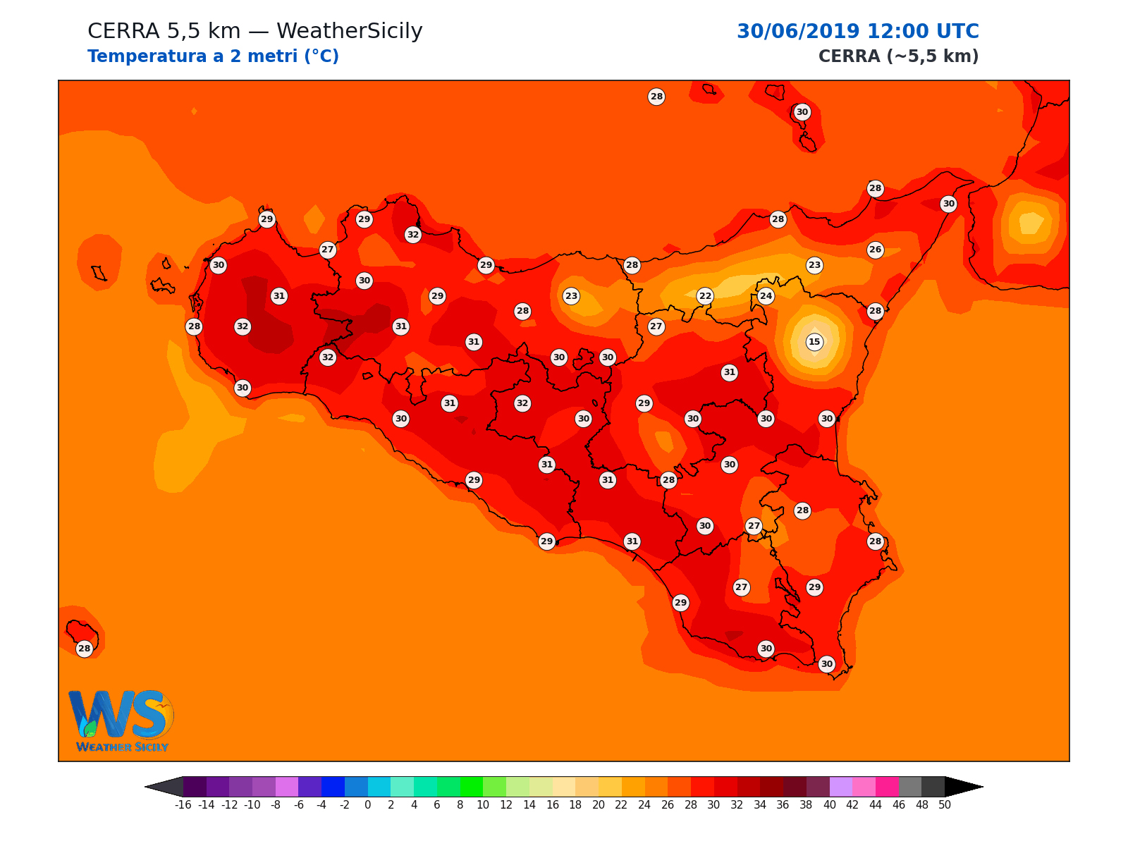 Temperatura a 2 metri · 2019063012