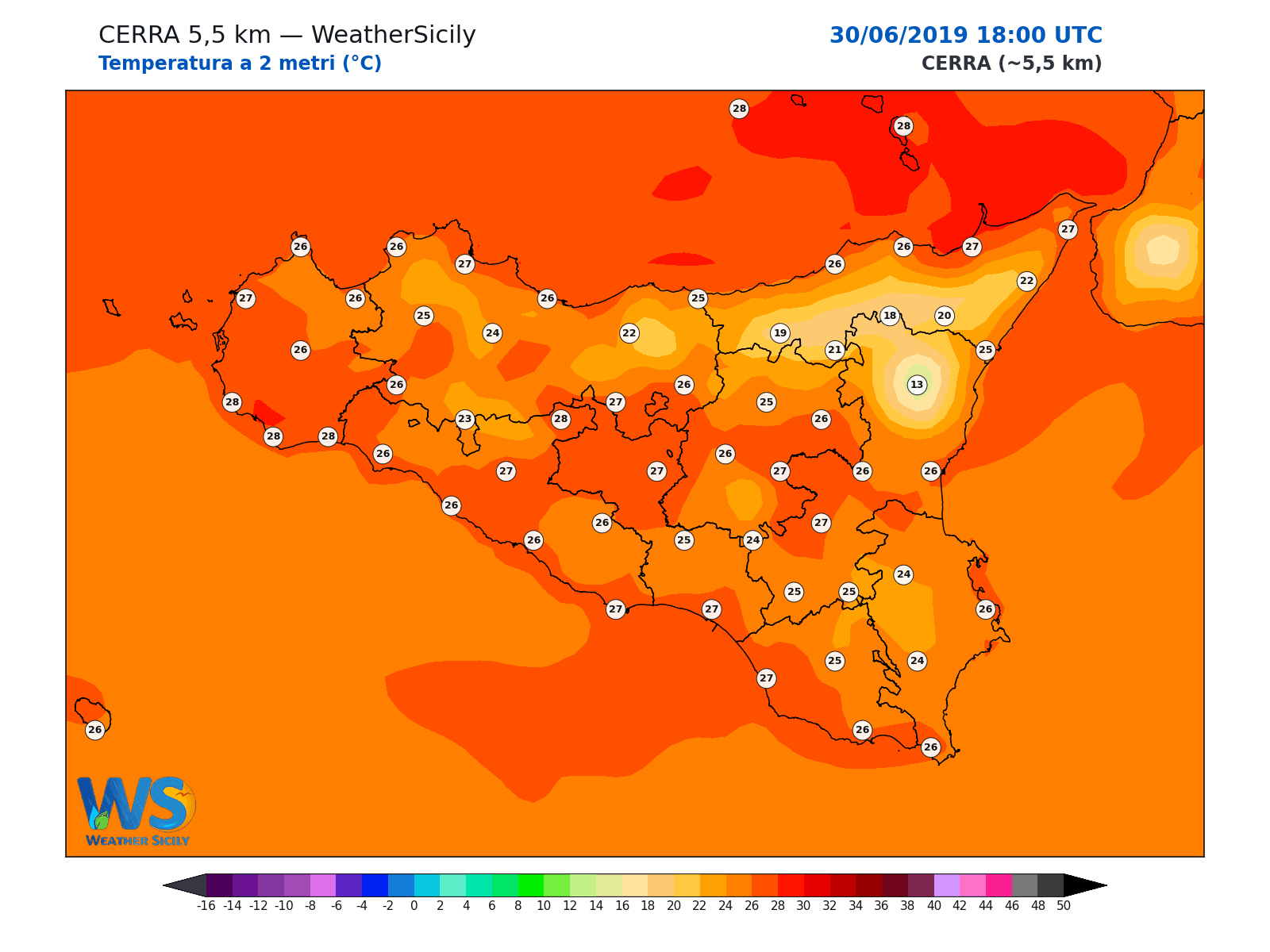 Temperatura a 2 metri · 2019063018