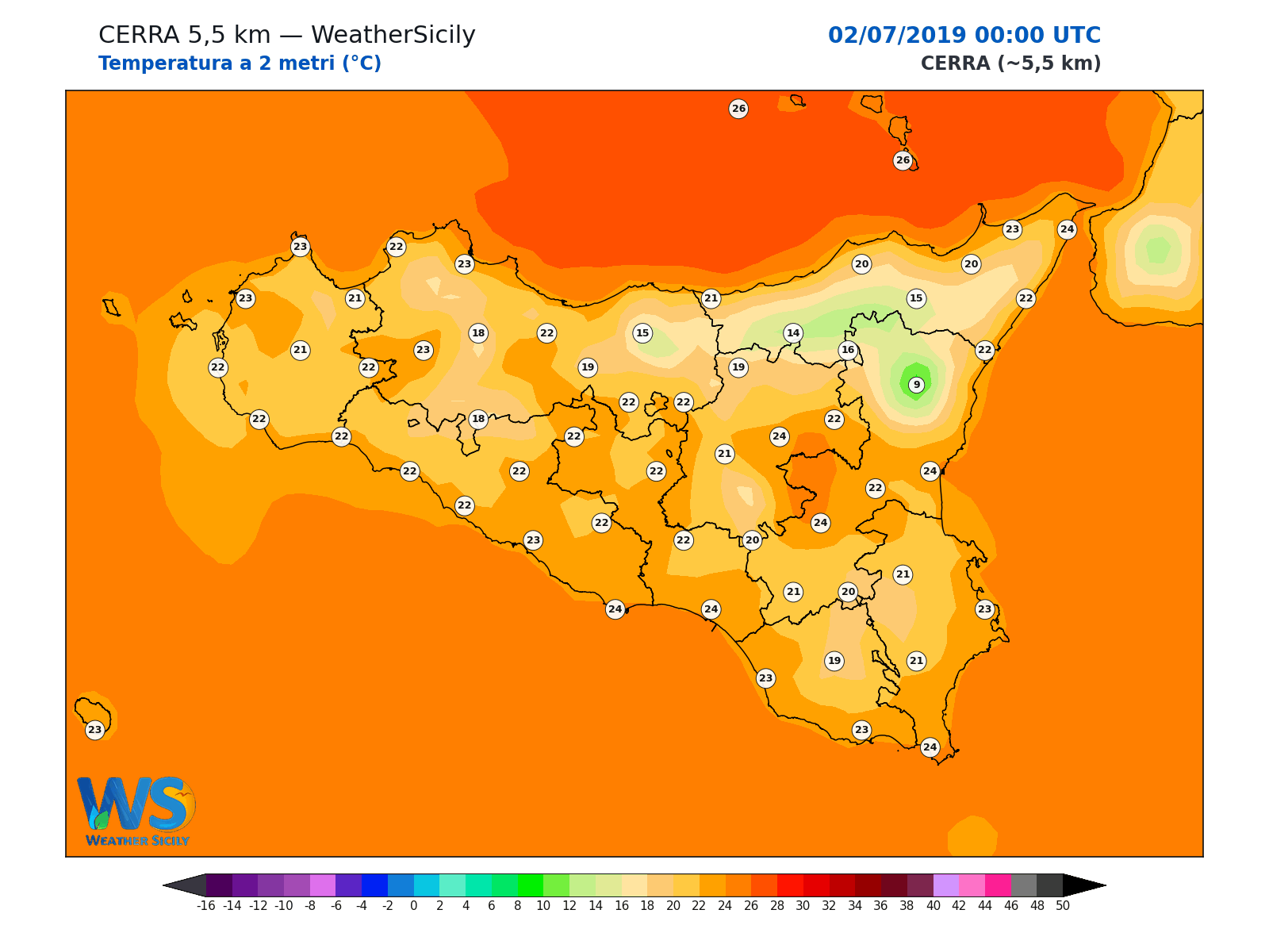 Temperatura a 2 metri · 2019070200