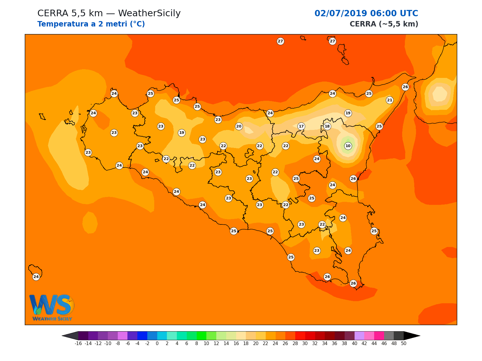 Temperatura a 2 metri · 2019070206