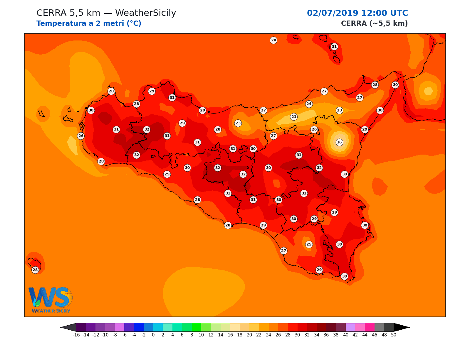 Temperatura a 2 metri · 2019070212