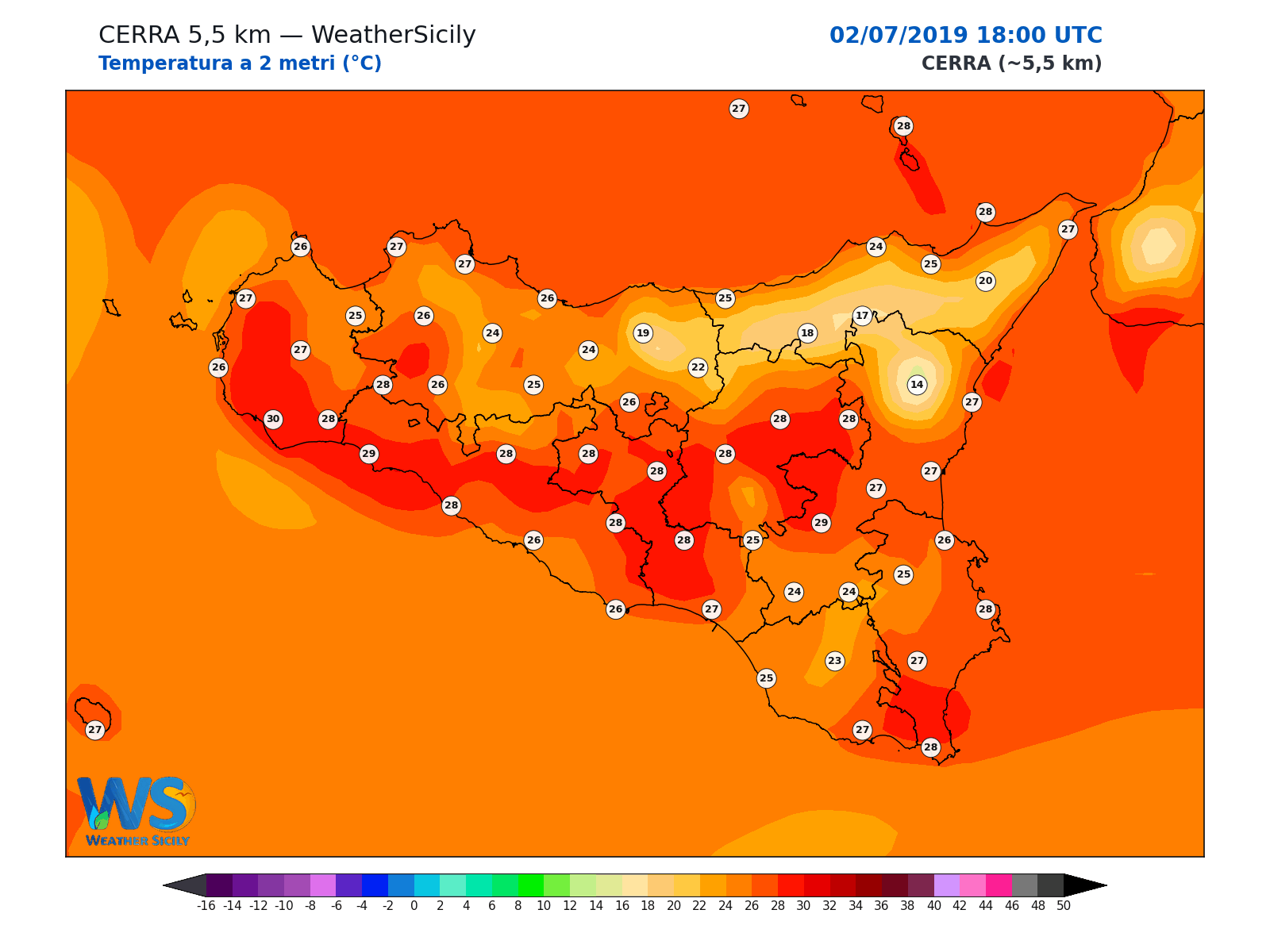 Temperatura a 2 metri · 2019070218