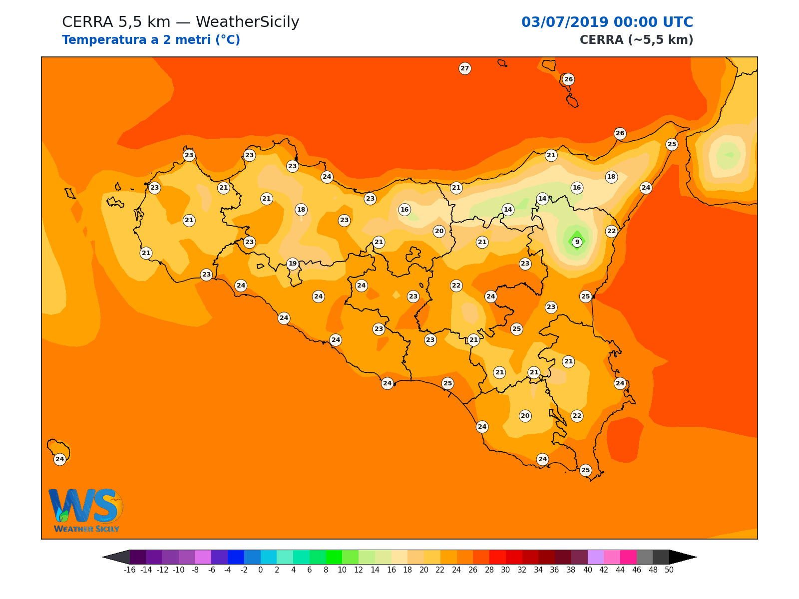 Temperatura a 2 metri · 2019070300
