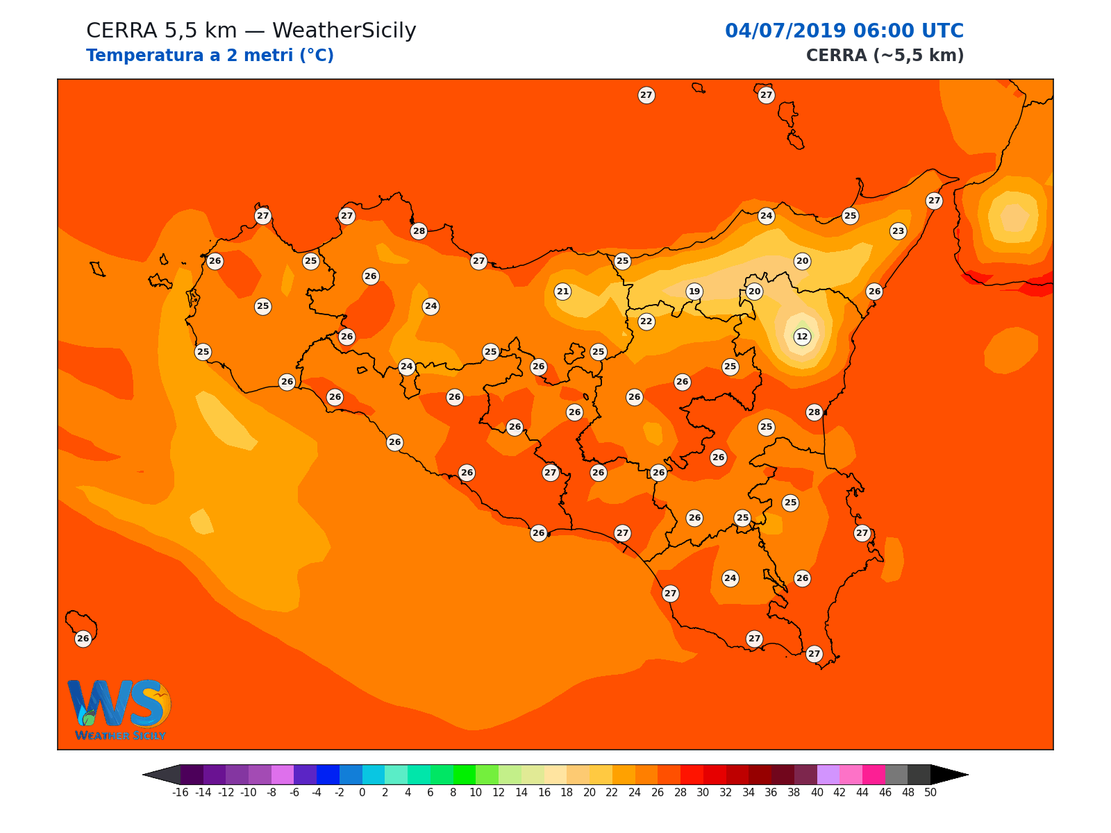 Temperatura a 2 metri · 2019070406