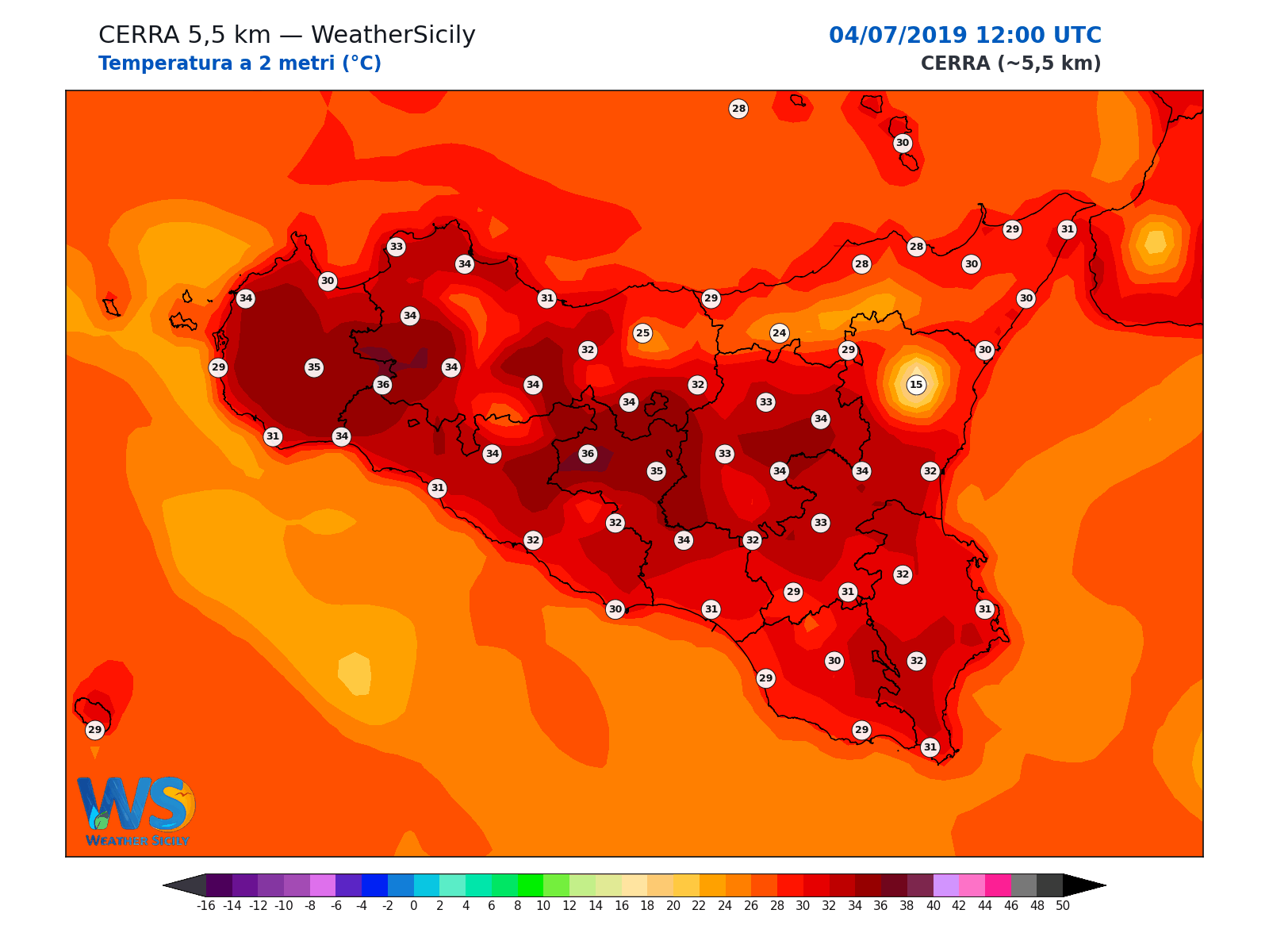 Temperatura a 2 metri · 2019070412