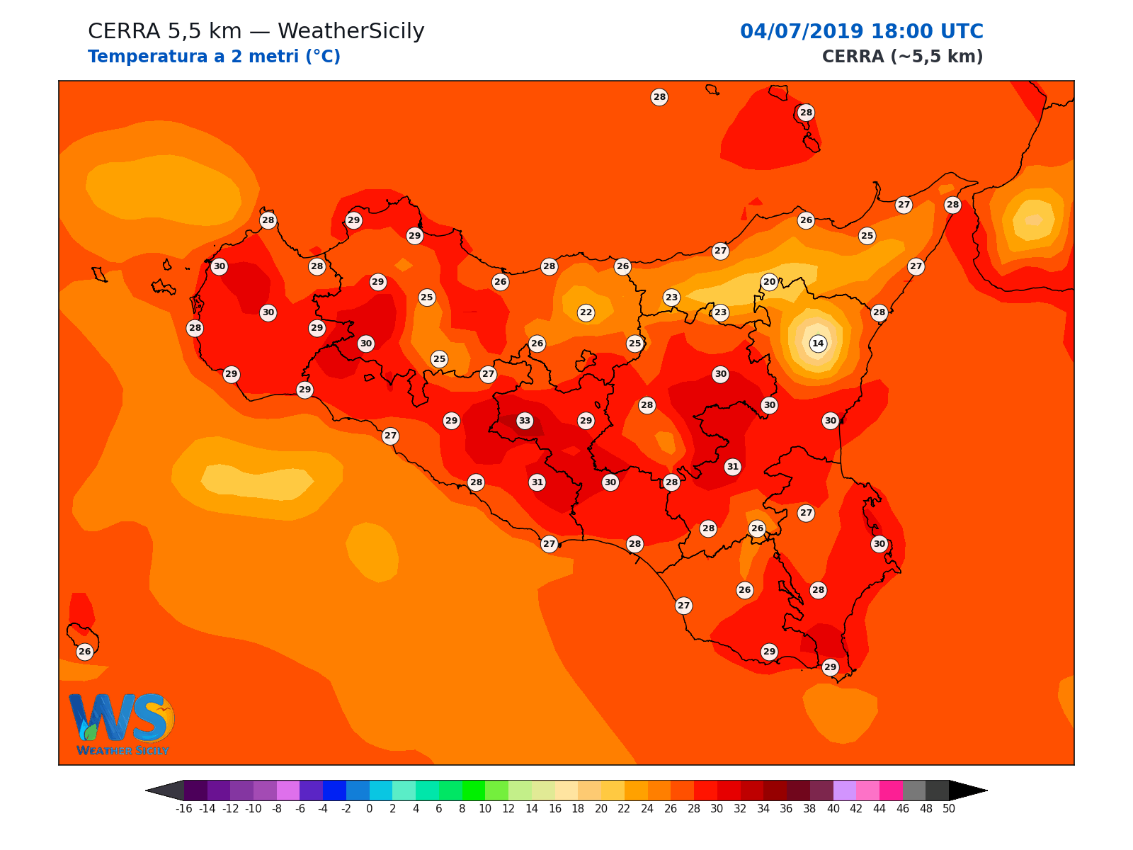 Temperatura a 2 metri · 2019070418
