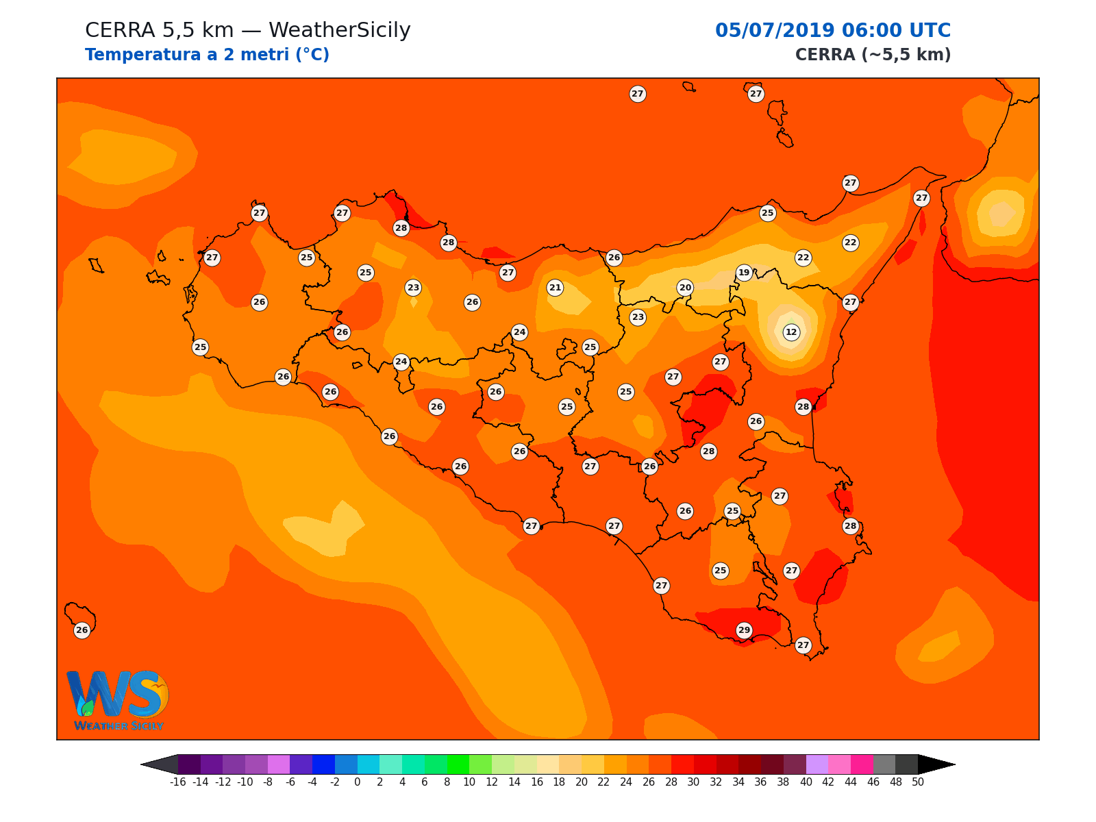 Temperatura a 2 metri · 2019070506